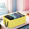 Wardrobe Organizer | Foldable Metal Frame Storage Baskets for Clothing | Parachute Storage Box for Pants, Sweater, Jeans | Drawer Organizer with Handles | Yellow