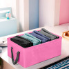 Wardrobe Organizer | Foldable Metal Frame Storage Baskets for Clothing | Parachute Storage Box for Pants, Sweater, Jeans | Drawer Organizer with Handles | Pink