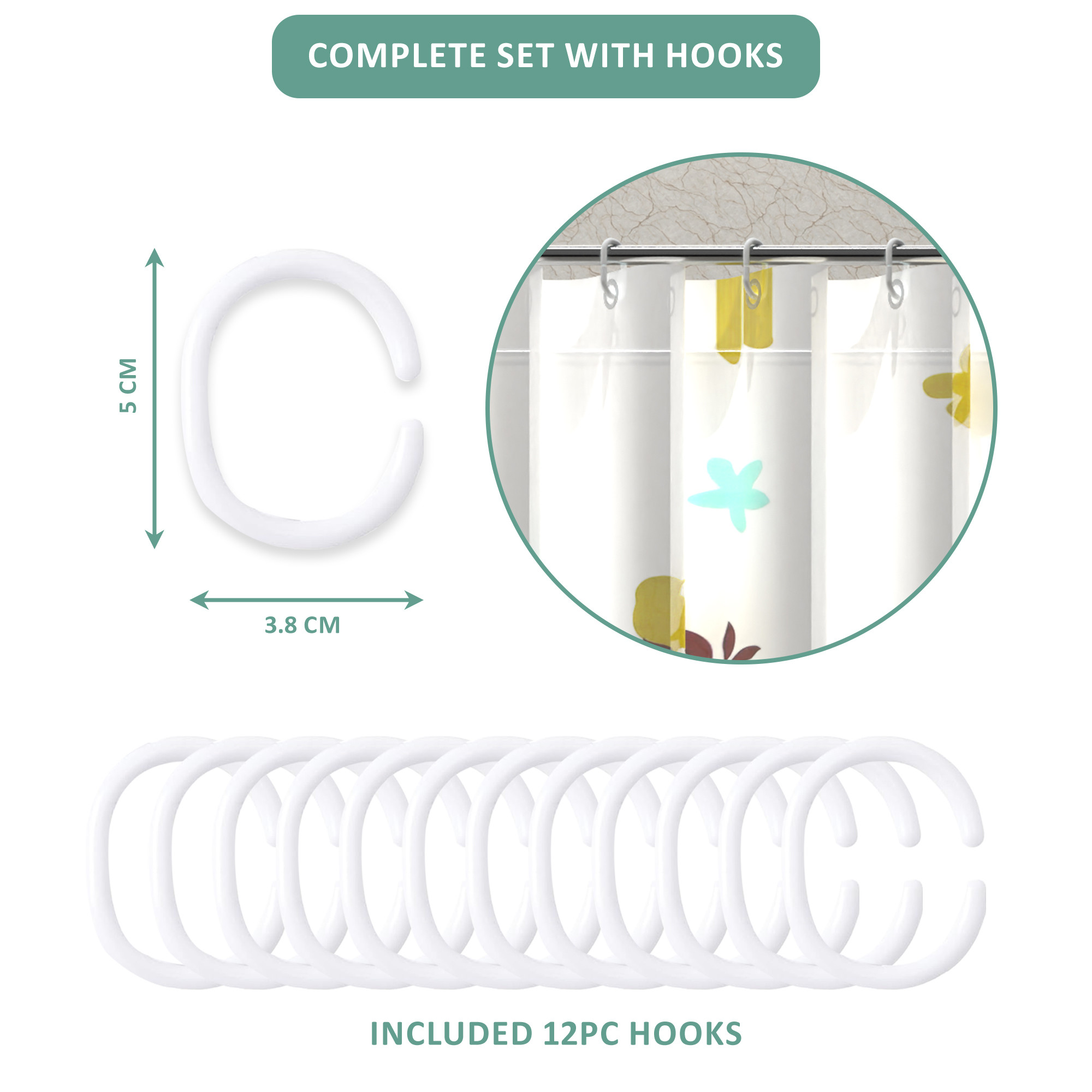 Kuber Industries Washable Bathroom Shower Curtain 6 Feet with 12 Plastic Hooks  Quick-Drying  Easy to Clean Washroom  Bathroom Curtains Waterproof  JY-2-1  Multicolor Leafs