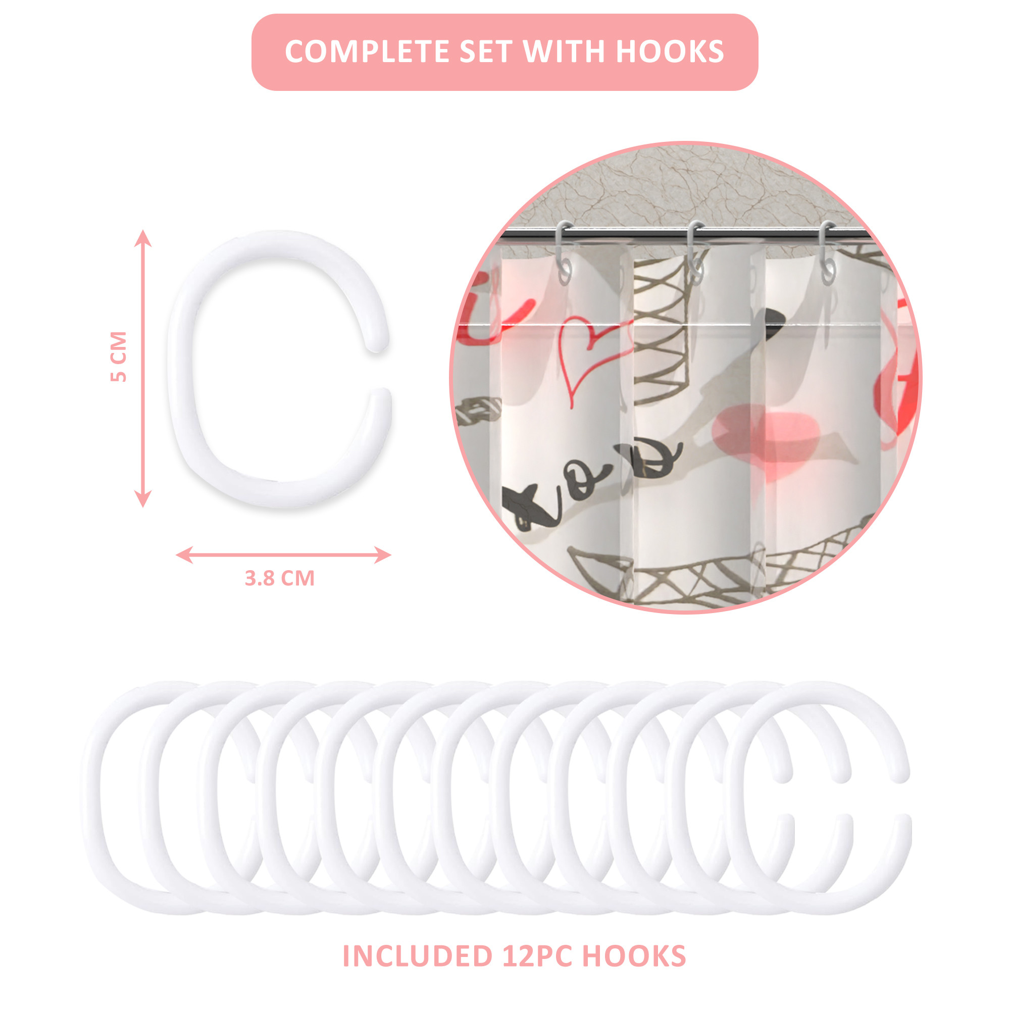 Kuber Industries Washable Bathroom Shower Curtain 6 Feet with 12 Plastic Hooks  Quick-Drying  Easy to Clean Washroom  Bathroom Curtains Waterproof  JY-3-4  Eiffel Tower Print