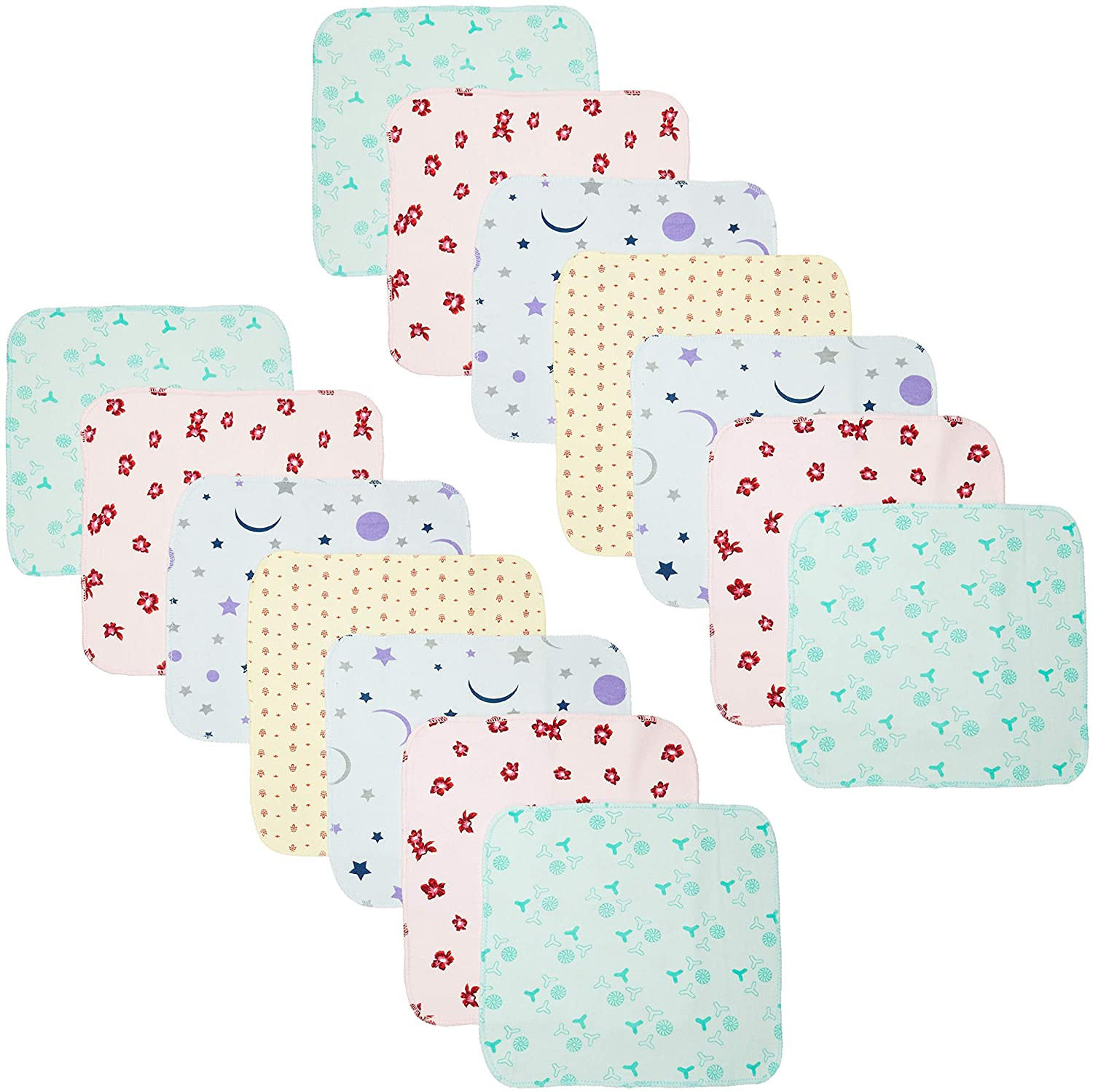 Kuber Industries Washcloth for New Born 100% Hosiery Cotton/Reusable Extra Soft Face Towels washcloth for Babies, Set of 8 (Multicolour)