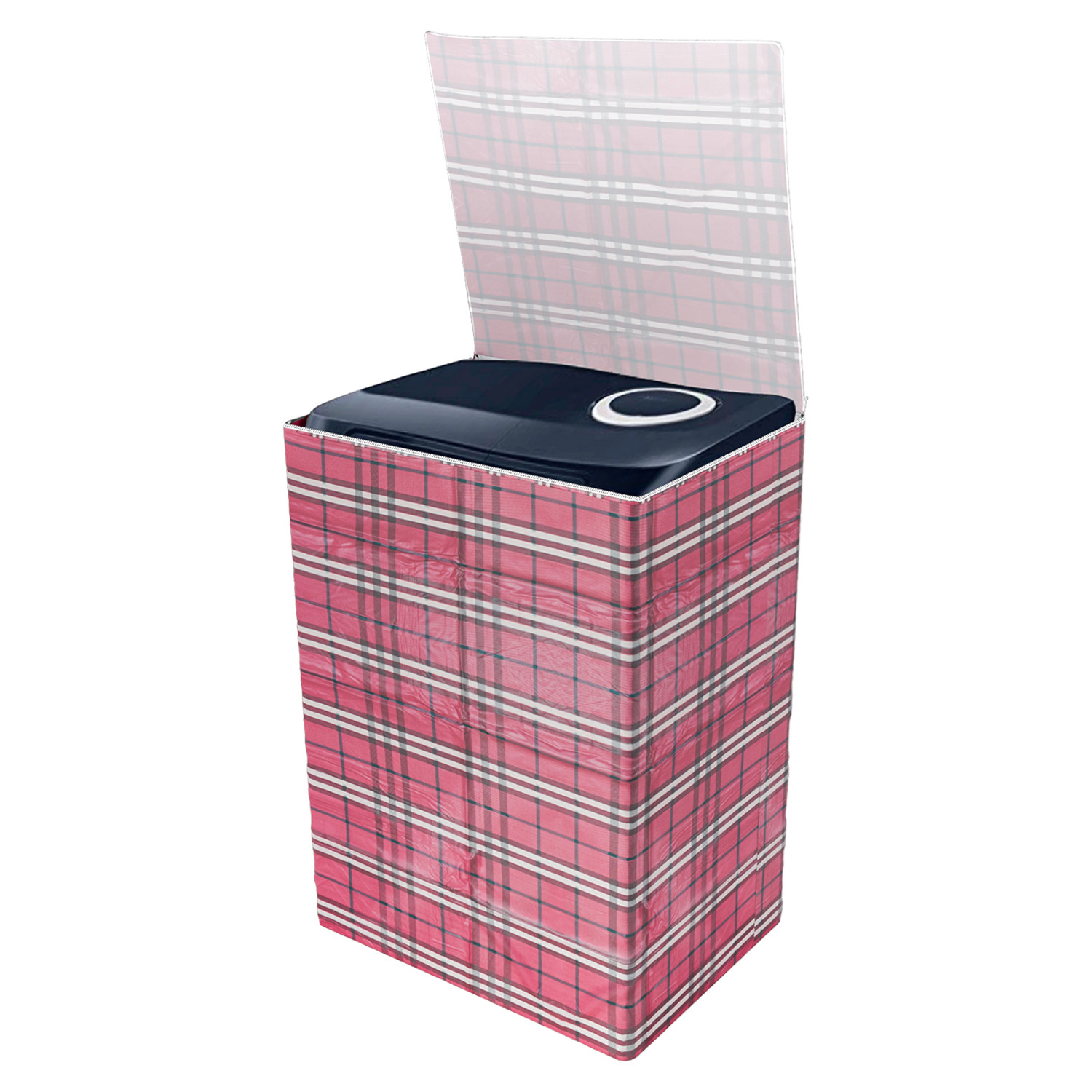 Kuber Industries Washing Machine Cover | Big Check Design Washing Machine Cover | Soft PVC | Top Load Semi-Automatic Washing Machine Cover | Maroon