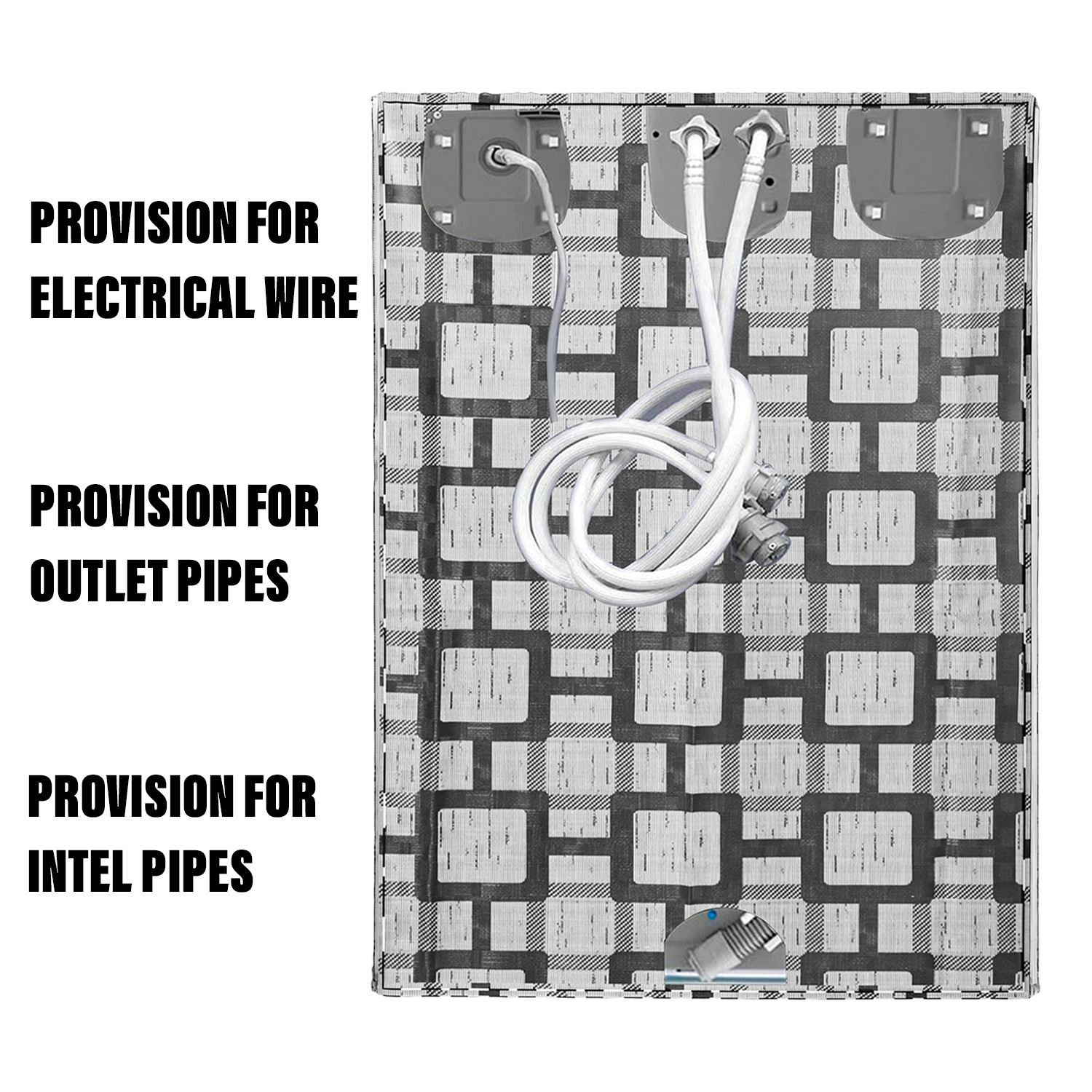 Kuber Industries Washing Machine Cover | Big Check Washing Machine Cover | Soft PVC | Top Load Semi-Automatic Washing Machine Cover | Gray