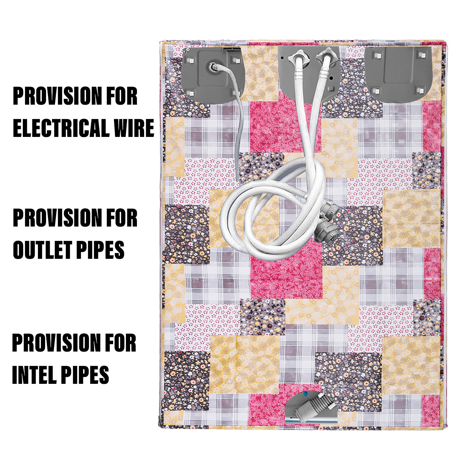 Kuber Industries Washing Machine Cover | Black Small Flower Print Washing Machine Cover | PVC Top Load Fully-Automatic Washing Machine Cover | Multi