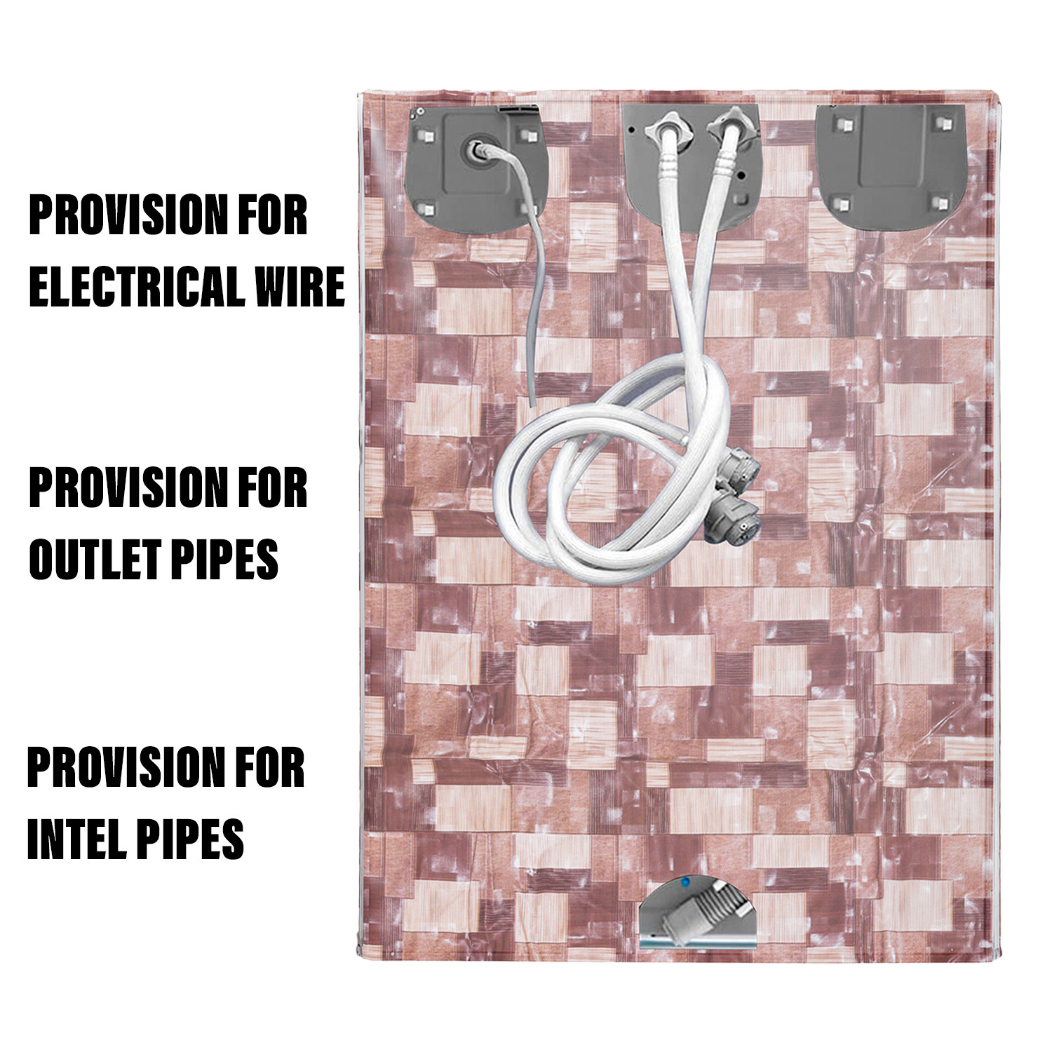 Kuber Industries Washing Machine Cover | Brick New Check Design Washing Machine Cover | PVC Top Load Fully-Automatic Washing Machine Cover | Brown