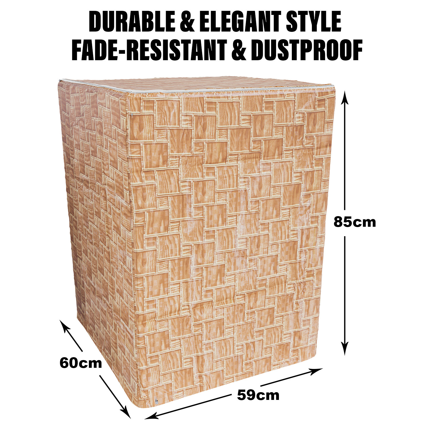 Kuber Industries Washing Machine Cover | Brick New Check Design Washing Machine Cover | PVC Top Load Fully-Automatic Washing Machine Cover | Golden