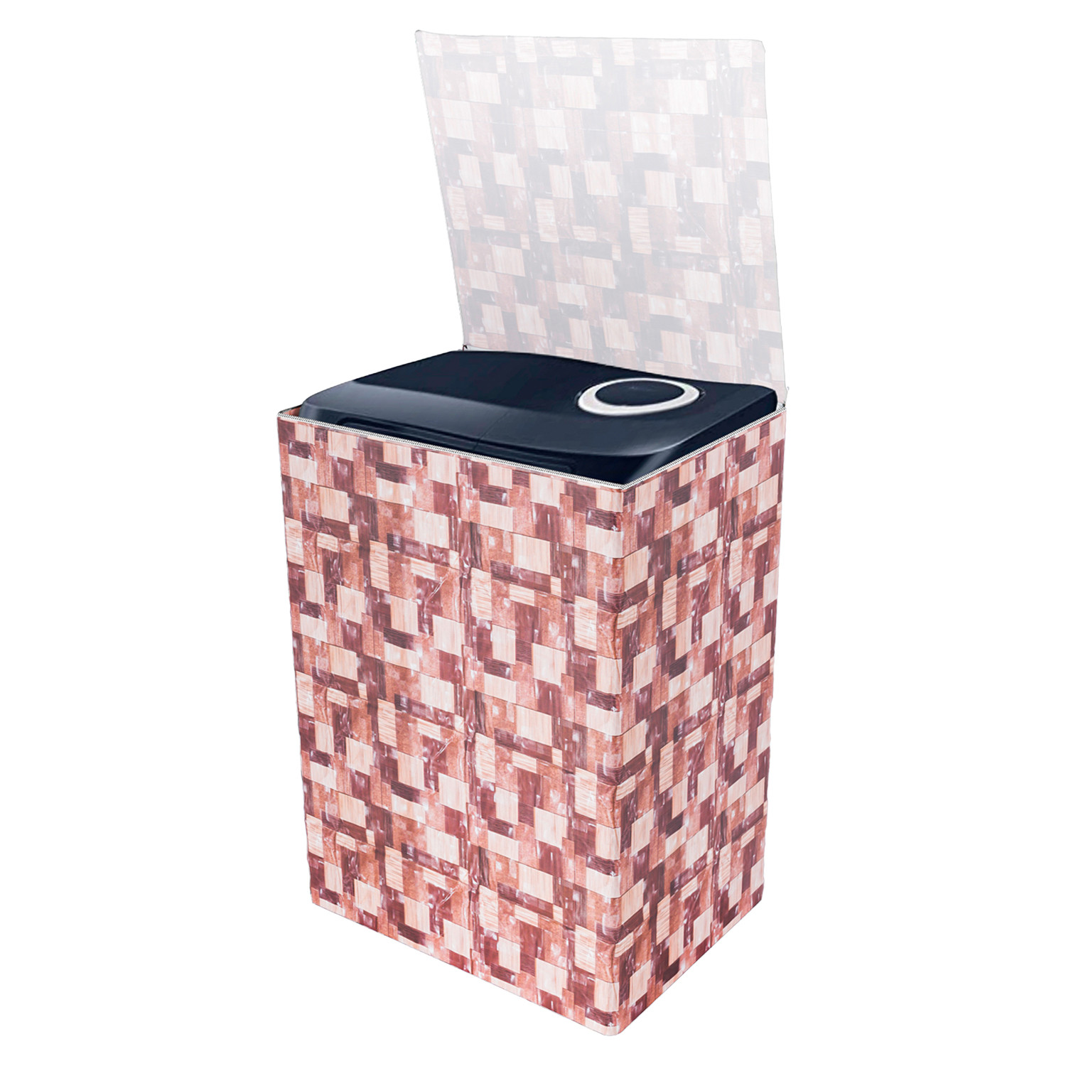 Kuber Industries Washing Machine Cover | Brick New Check Design Washing Machine Cover | PVC Top Load Semi-Automatic Washing Machine Cover | Brown