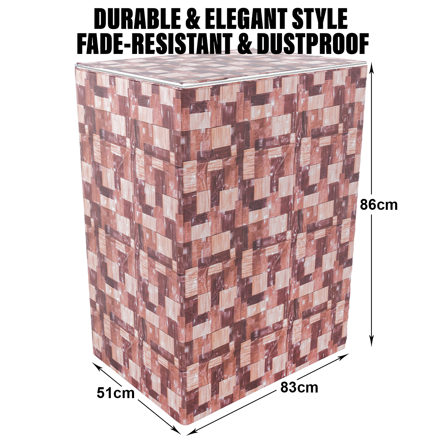 Kuber Industries Washing Machine Cover | Brick New Check Design Washing Machine Cover | PVC Top Load Semi-Automatic Washing Machine Cover | Brown