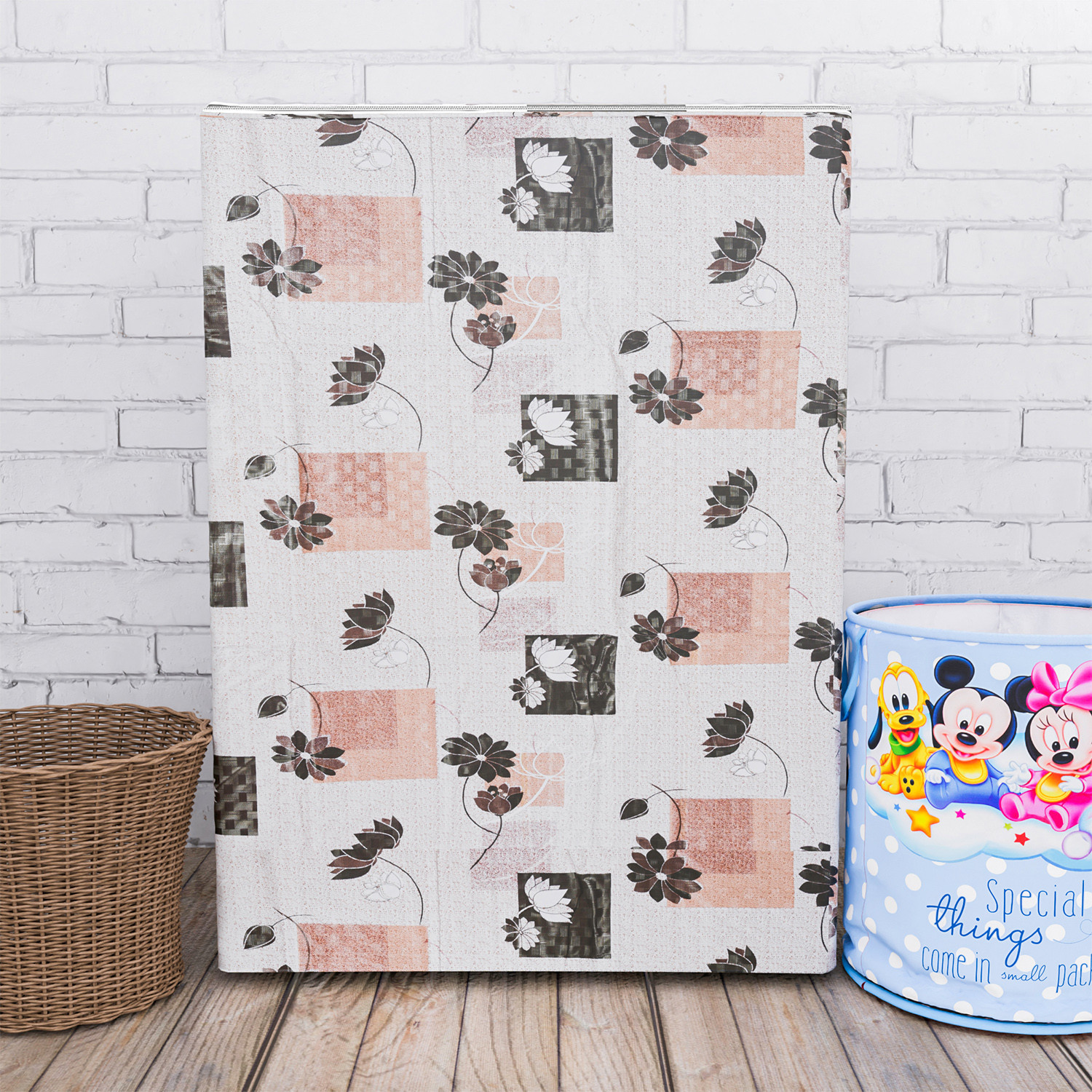Kuber Industries Washing Machine Cover | Brown Flower Print Washing Machine Cover | PVC Top Load Semi-Automatic Washing Machine Cover | Cream