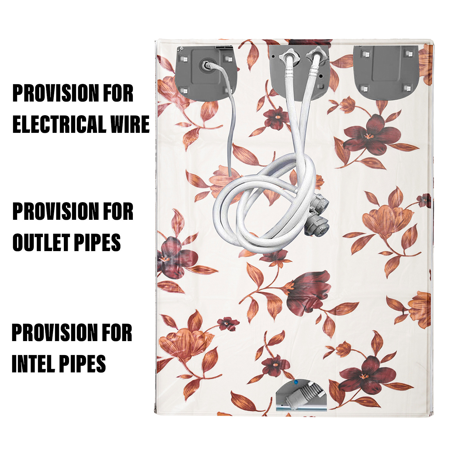 Kuber Industries Washing Machine Cover | Cream Printed Washing Machine Cover | Soft PVC | Front Load Washing Machine Cover | Cream