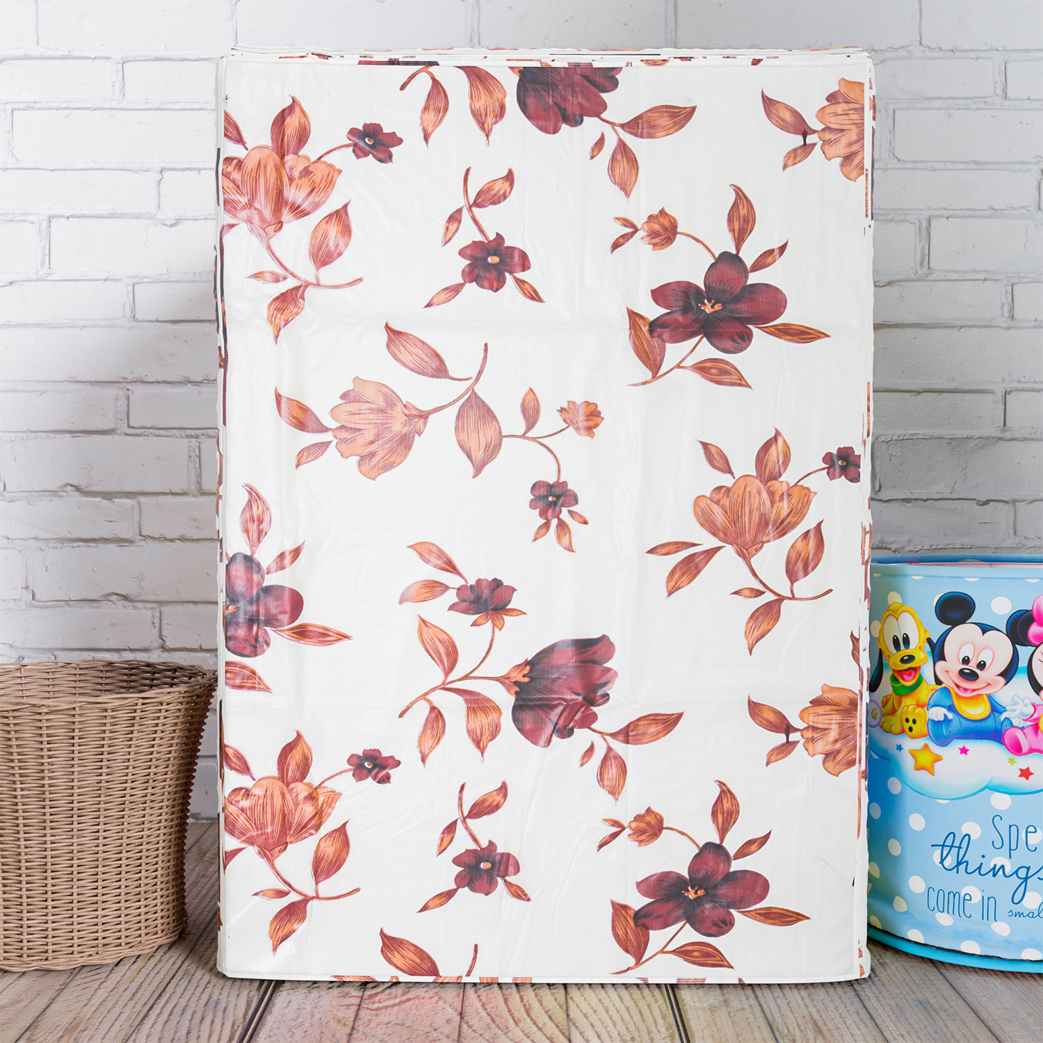 Kuber Industries Washing Machine Cover | Cream Printed Washing Machine Cover | Soft PVC | Top Load Fully-Automatic Washing Machine Cover | Cream