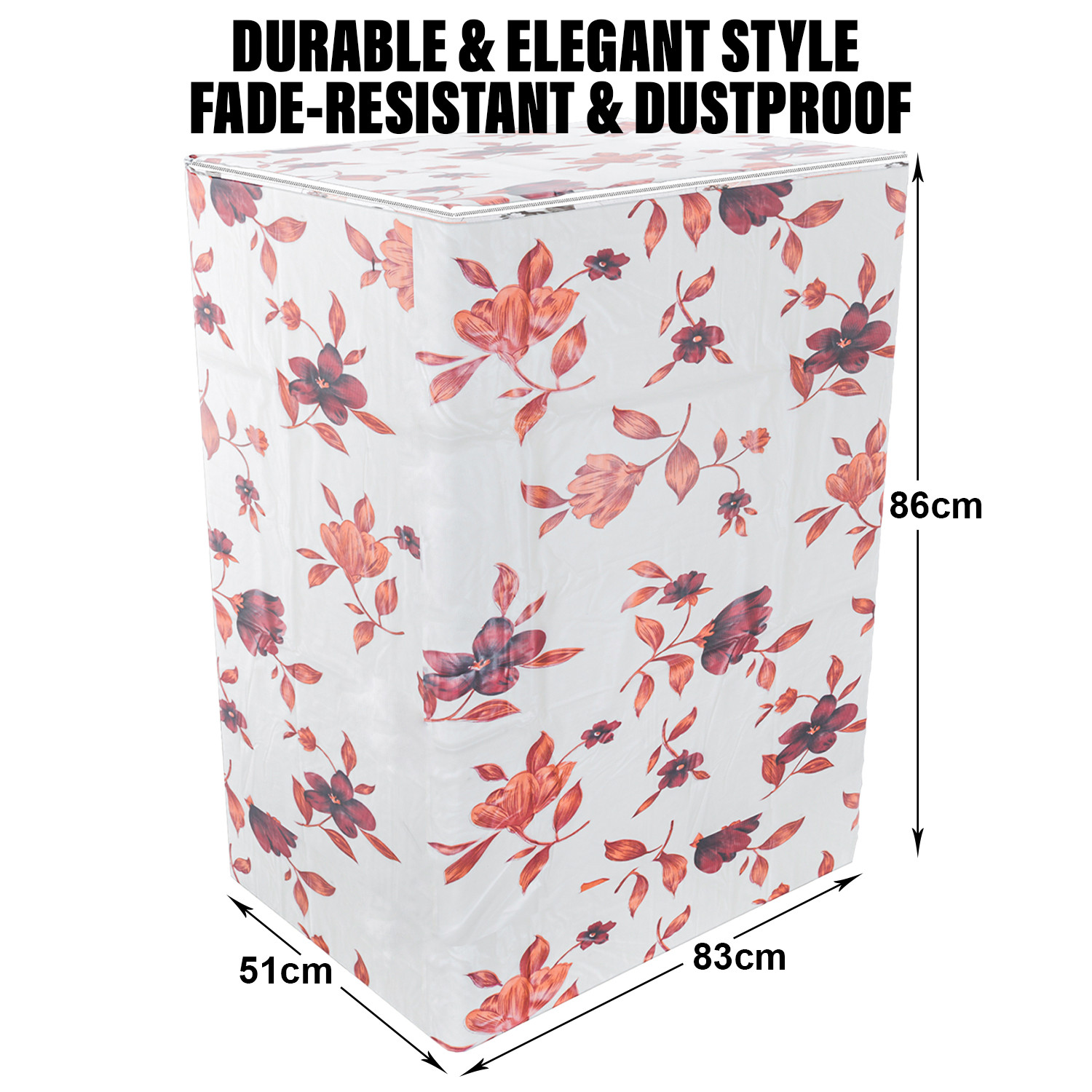 Kuber Industries Washing Machine Cover | Cream Printed Washing Machine Cover | Soft PVC | Top Load Semi-Automatic Washing Machine Cover | Cream