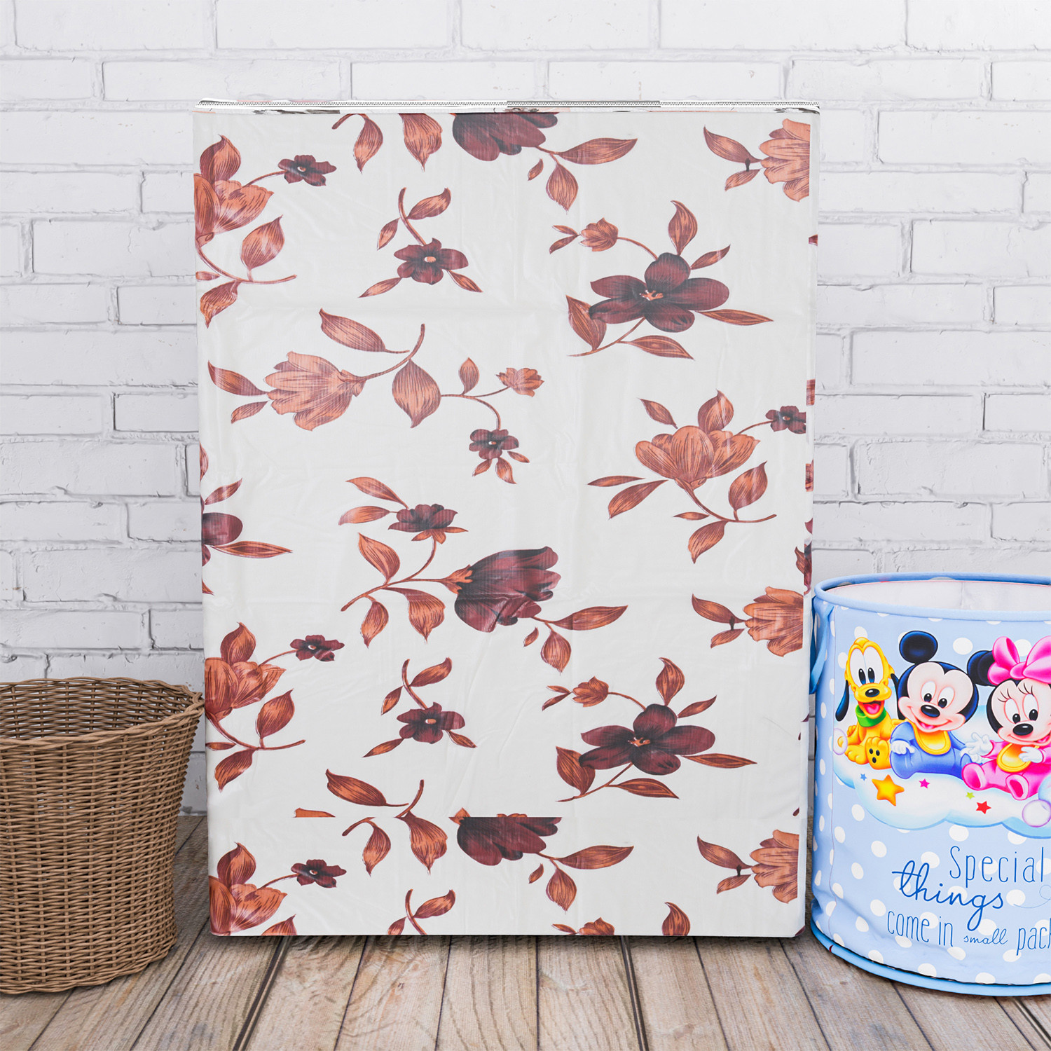 Kuber Industries Washing Machine Cover | Cream Printed Washing Machine Cover | Soft PVC | Top Load Semi-Automatic Washing Machine Cover | Cream