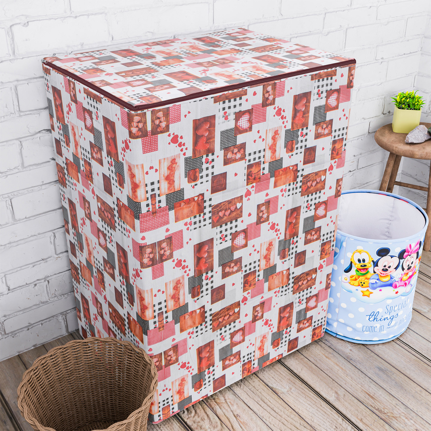 Kuber Industries Washing Machine Cover | Dil Check Print Washing Machine Cover | Soft PVC | Top Load Semi-Automatic Washing Machine Cover | White