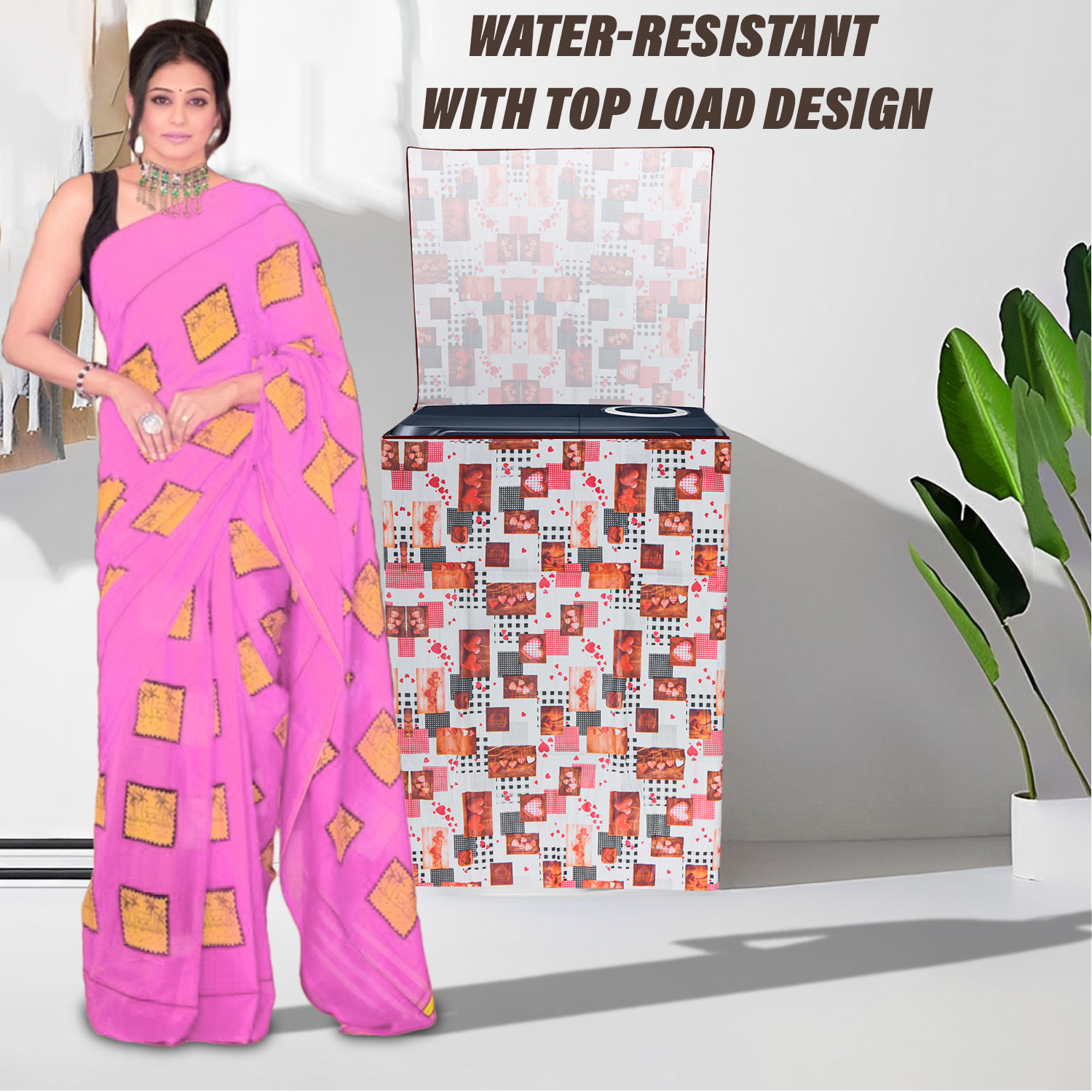 Kuber Industries Washing Machine Cover | Dil Check Print Washing Machine Cover | Soft PVC | Top Load Semi-Automatic Washing Machine Cover | White