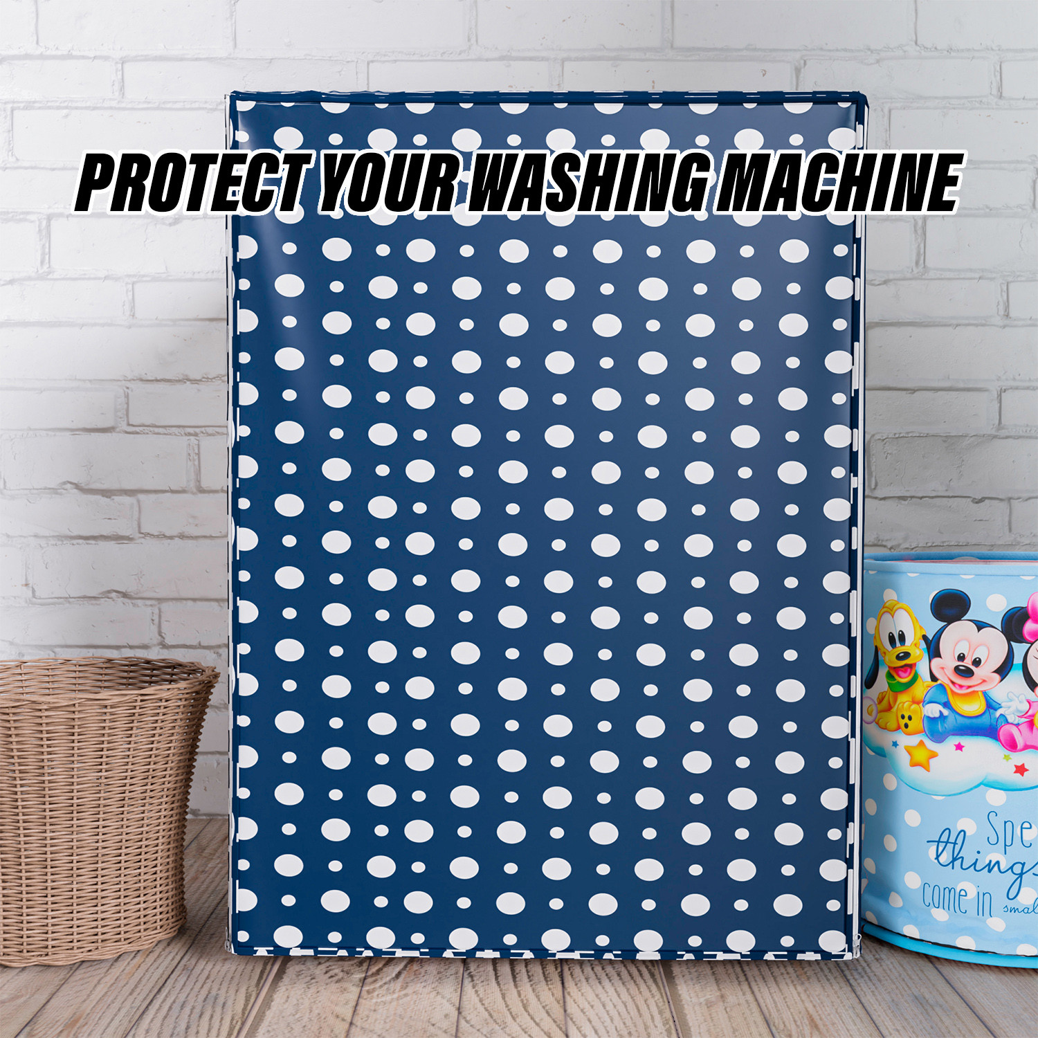 Kuber Industries Washing Machine Cover | Dot Print Washing Machine Cover | PVC | Front Load Washing Machine Cover | Blue
