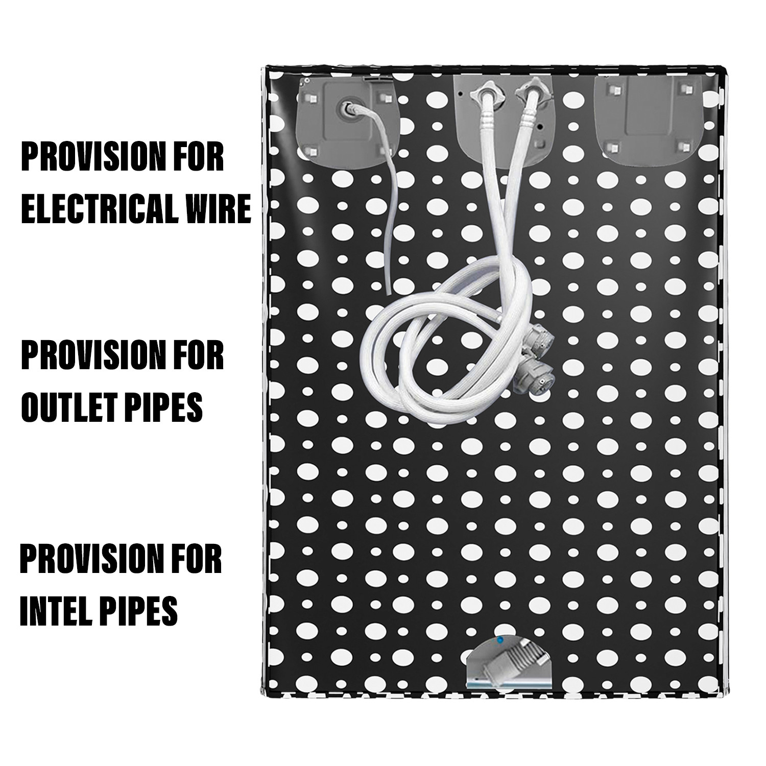 Kuber Industries Washing Machine Cover | Dot Print Washing Machine Cover | PVC | Front Load Washing Machine Cover | Black