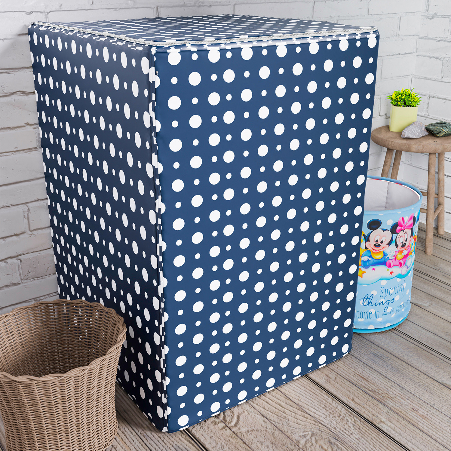 Kuber Industries Washing Machine Cover | Dot Print Washing Machine Cover | PVC | Top Load Fully-Automatic Washing Machine Cover | Blue