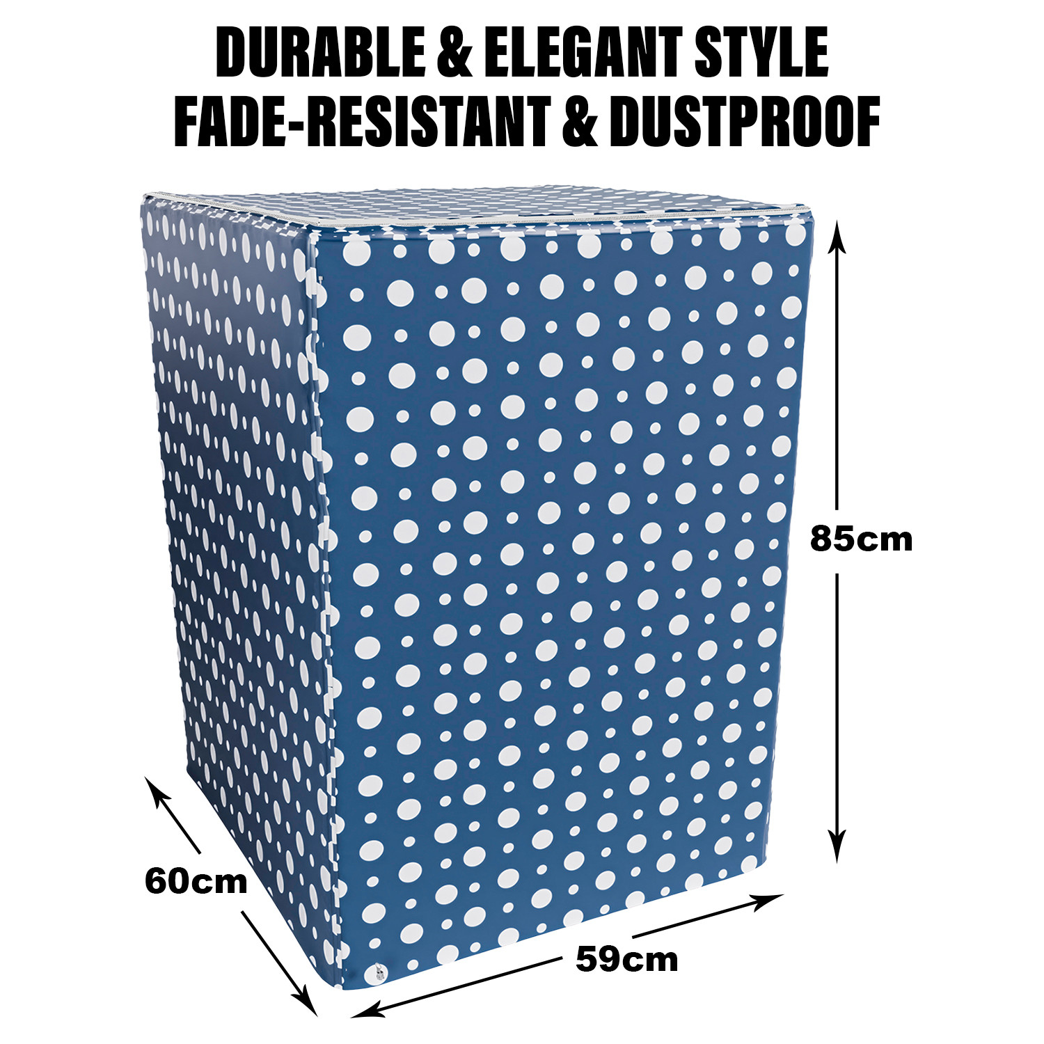 Kuber Industries Washing Machine Cover | Dot Print Washing Machine Cover | PVC | Top Load Fully-Automatic Washing Machine Cover | Blue
