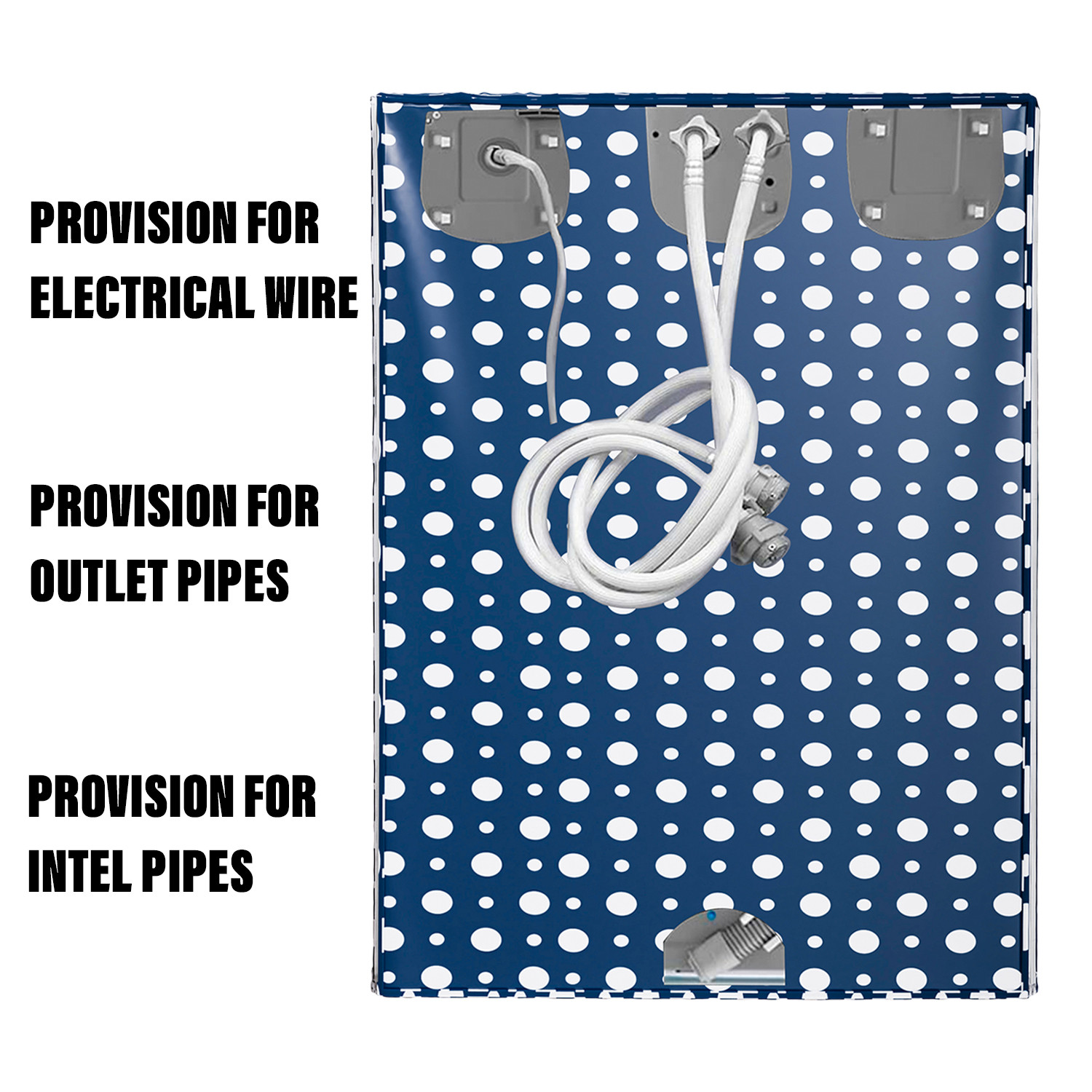 Kuber Industries Washing Machine Cover | Dot Print Washing Machine Cover | PVC | Top Load Fully-Automatic Washing Machine Cover | Blue