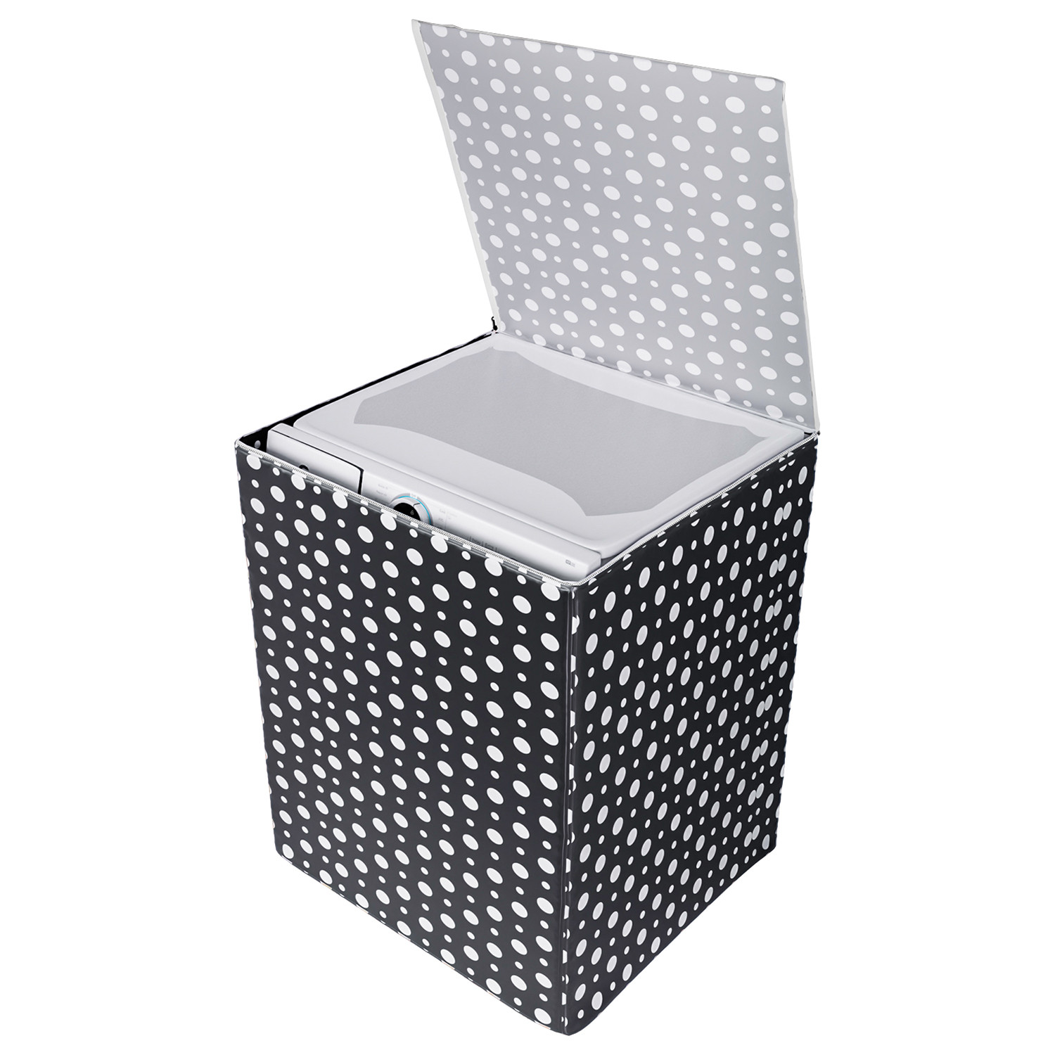 Kuber Industries Washing Machine Cover | Dot Print Washing Machine Cover | PVC | Top Load Fully-Automatic Washing Machine Cover | Black