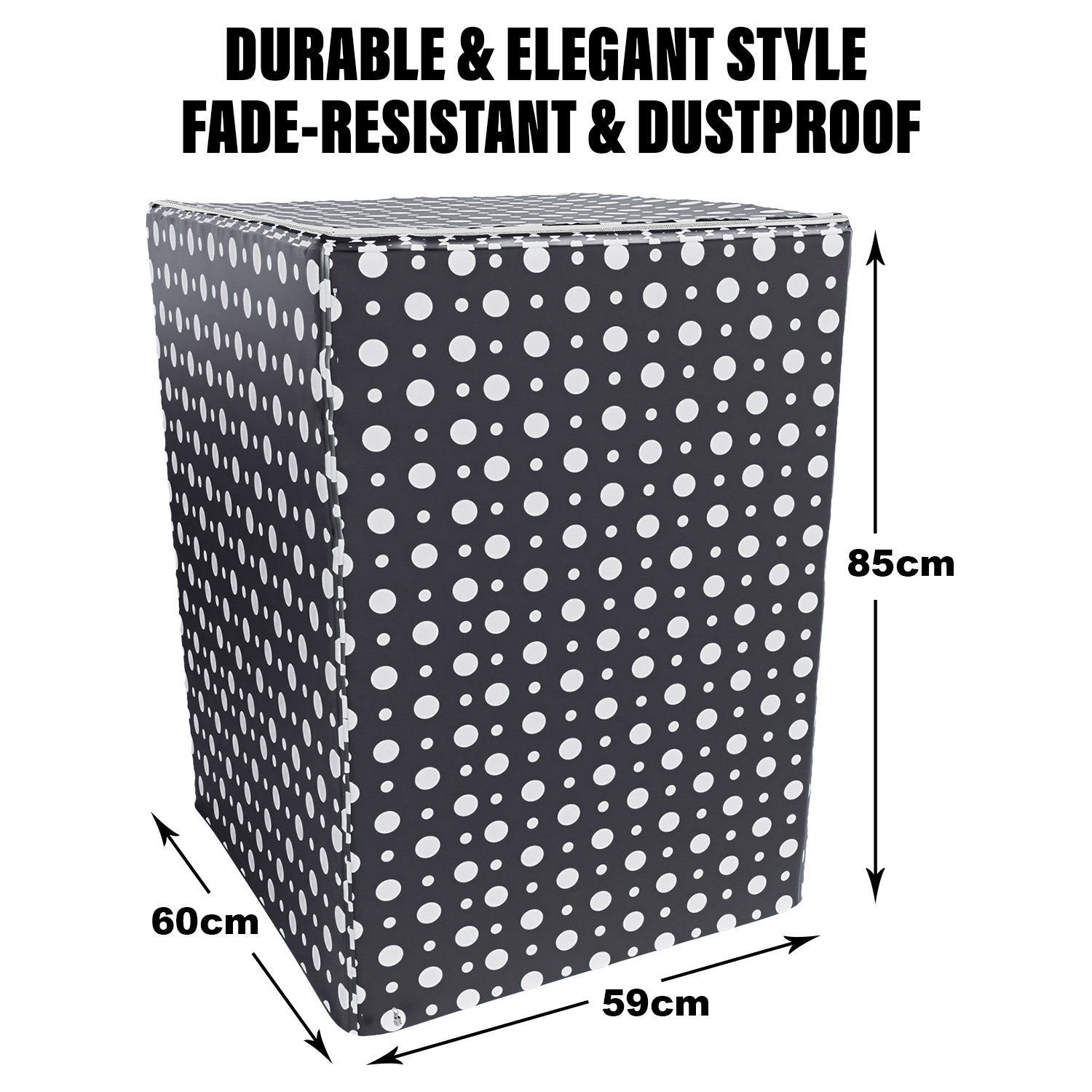 Kuber Industries Washing Machine Cover | Dot Print Washing Machine Cover | PVC | Top Load Fully-Automatic Washing Machine Cover | Black