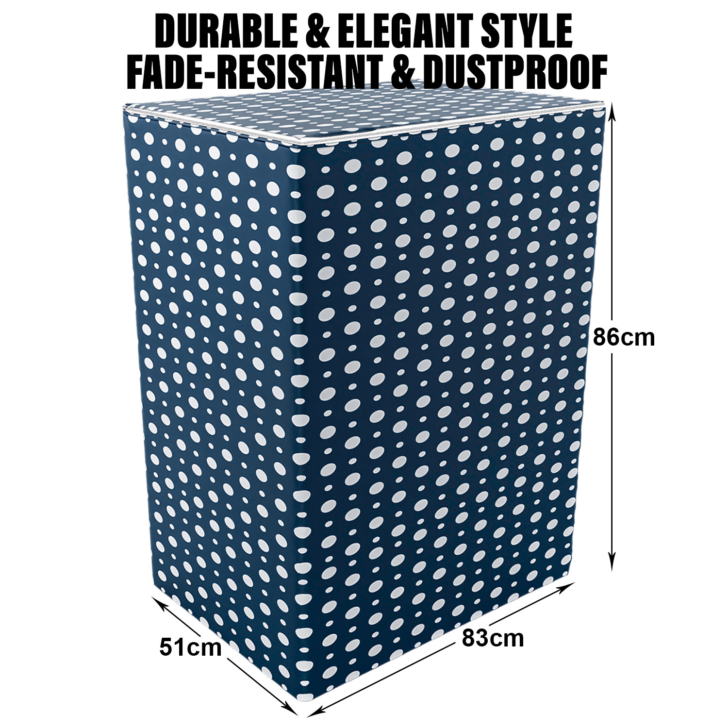 Kuber Industries Washing Machine Cover | Dot Print Washing Machine Cover | PVC | Top Load Semi-Automatic Washing Machine Cover | Blue