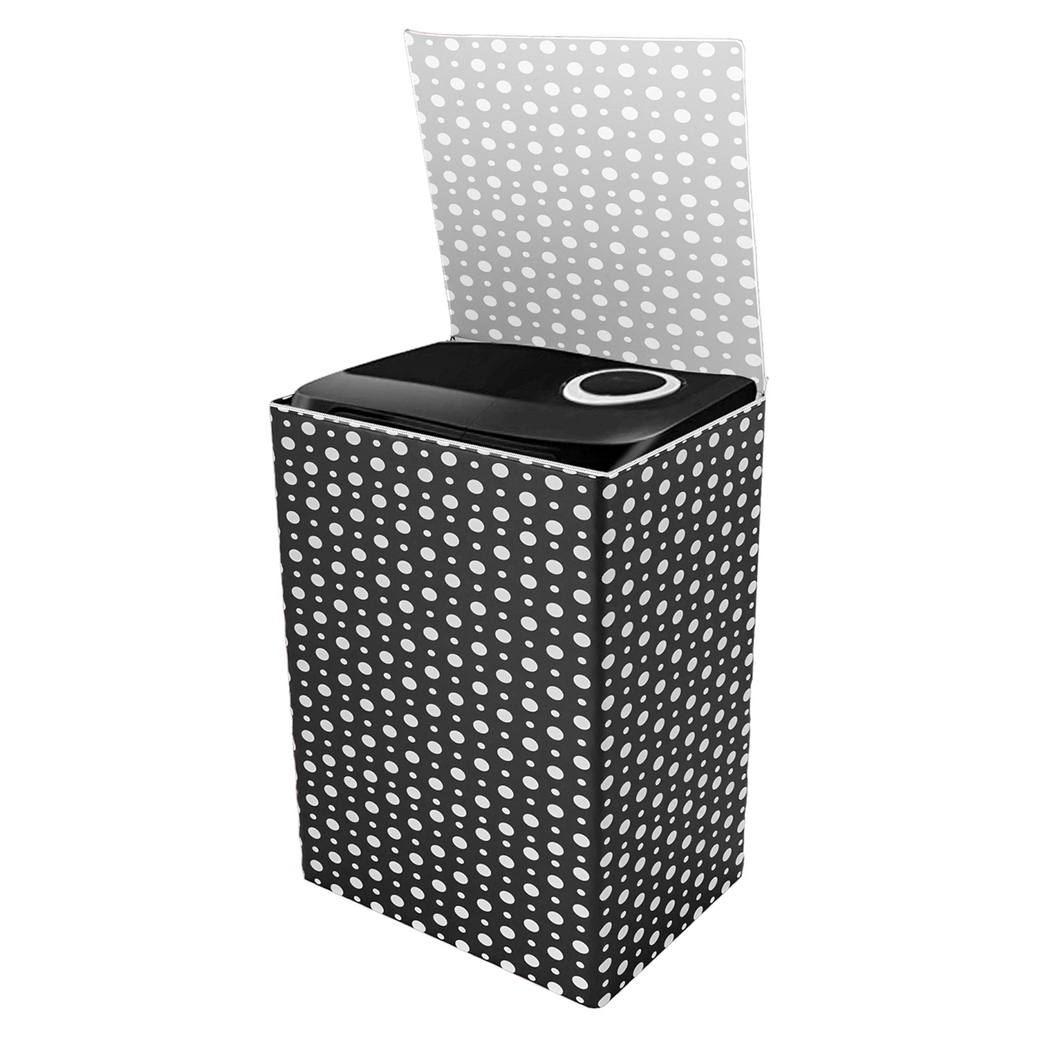 Kuber Industries Washing Machine Cover | Dot Print Washing Machine Cover | PVC | Top Load Semi-Automatic Washing Machine Cover | Black