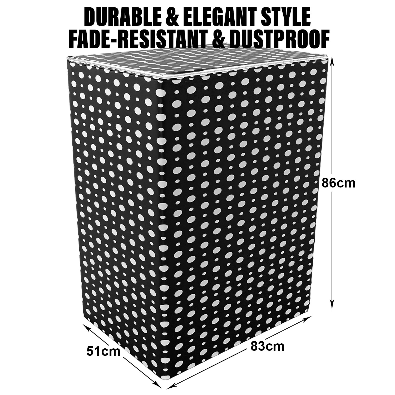 Kuber Industries Washing Machine Cover | Dot Print Washing Machine Cover | PVC | Top Load Semi-Automatic Washing Machine Cover | Black