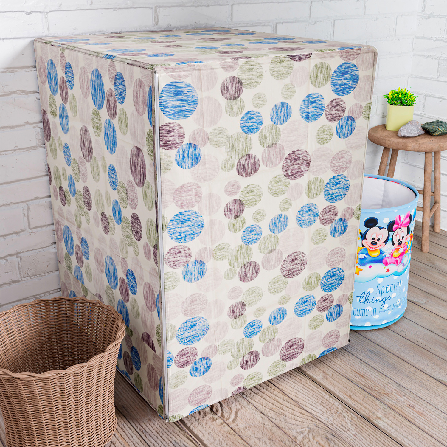 Kuber Industries Washing Machine Cover | Dot Print Washing Machine Cover | Soft PVC Front Load Washing Machine Cover | Multi