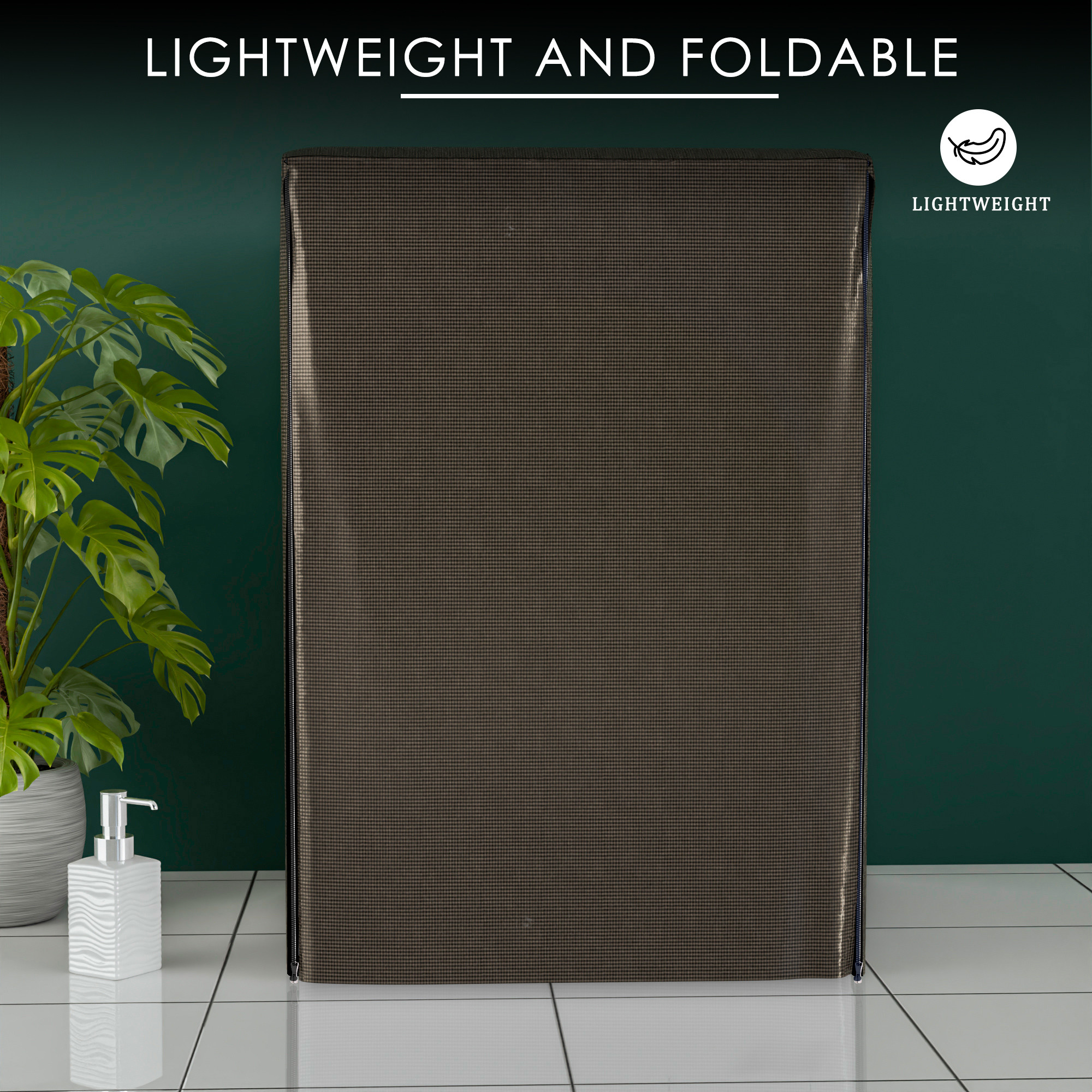 Kuber Industries Washing Machine Cover  Front Load Washer Covers  Ideal For 6 kg 65 kg 7 kg  75 kg  Waterproof  Dust-Proof Machine Cover  Mini Check  Brown