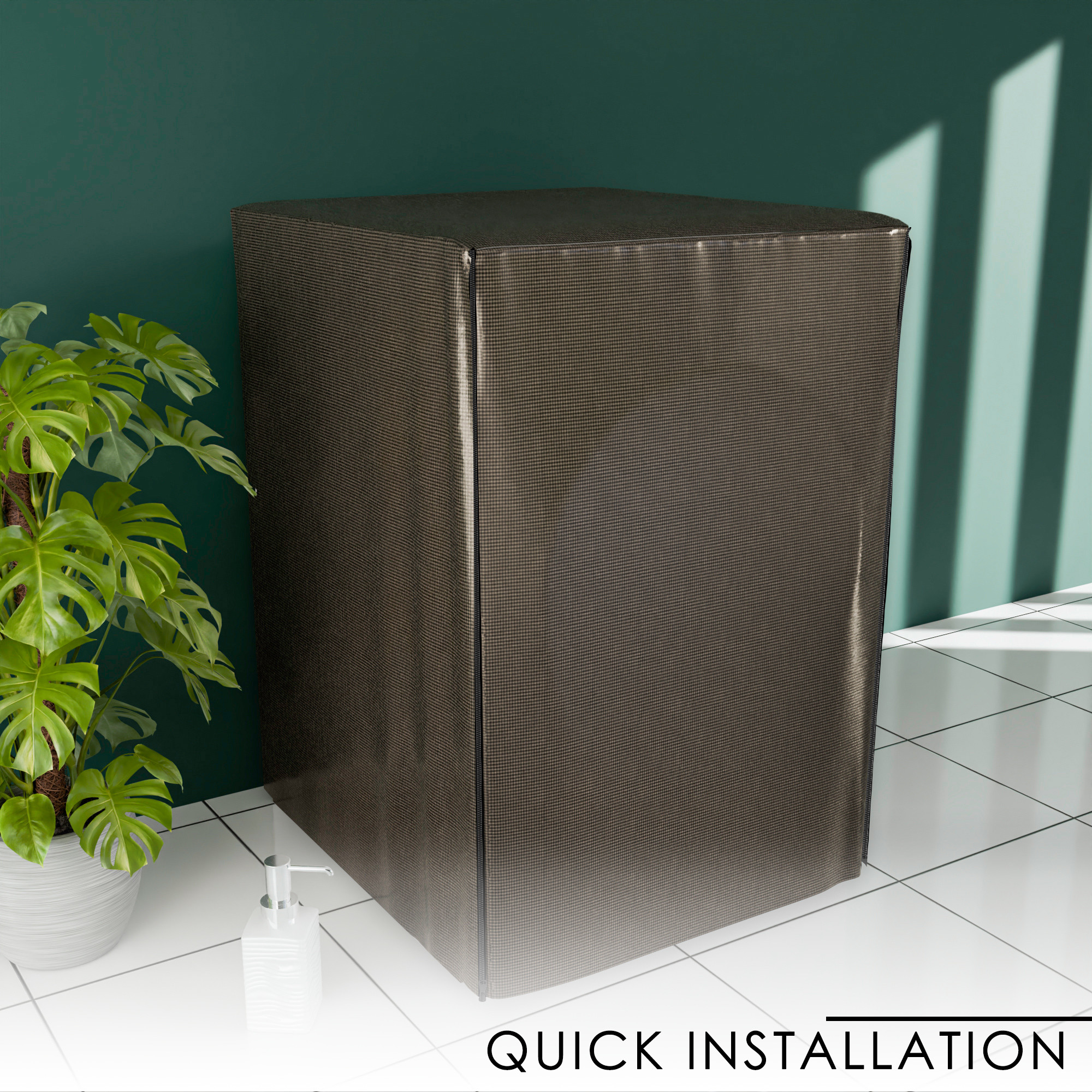 Kuber Industries Washing Machine Cover  Front Load Washer Covers  Ideal For 6 kg 65 kg 7 kg  75 kg  Waterproof  Dust-Proof Machine Cover  Mini Check  Brown