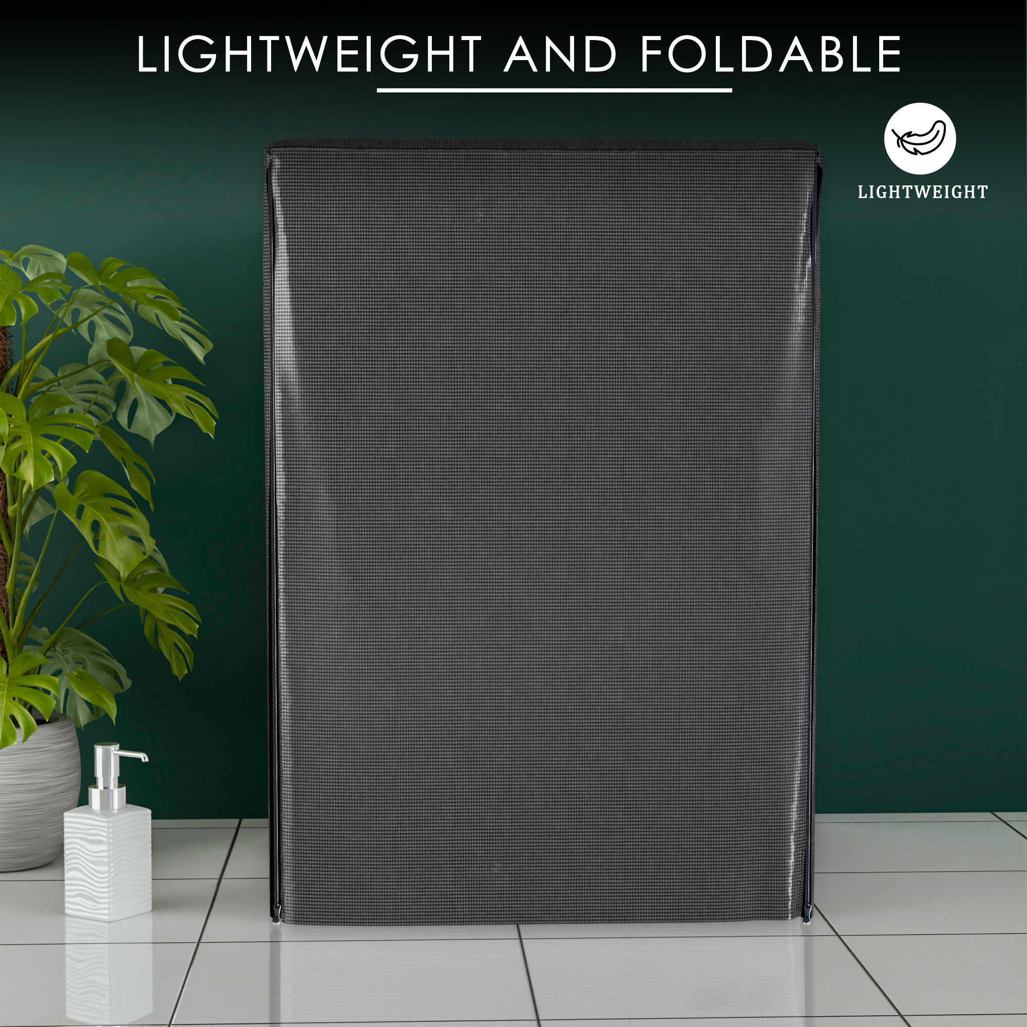 Kuber Industries Washing Machine Cover  Front Load Washer Covers  Waterproof  Dust-Proof Machine Cover  Ideal For 6 kg 65 kg 7 kg  75 kg  Mini Check  Grey