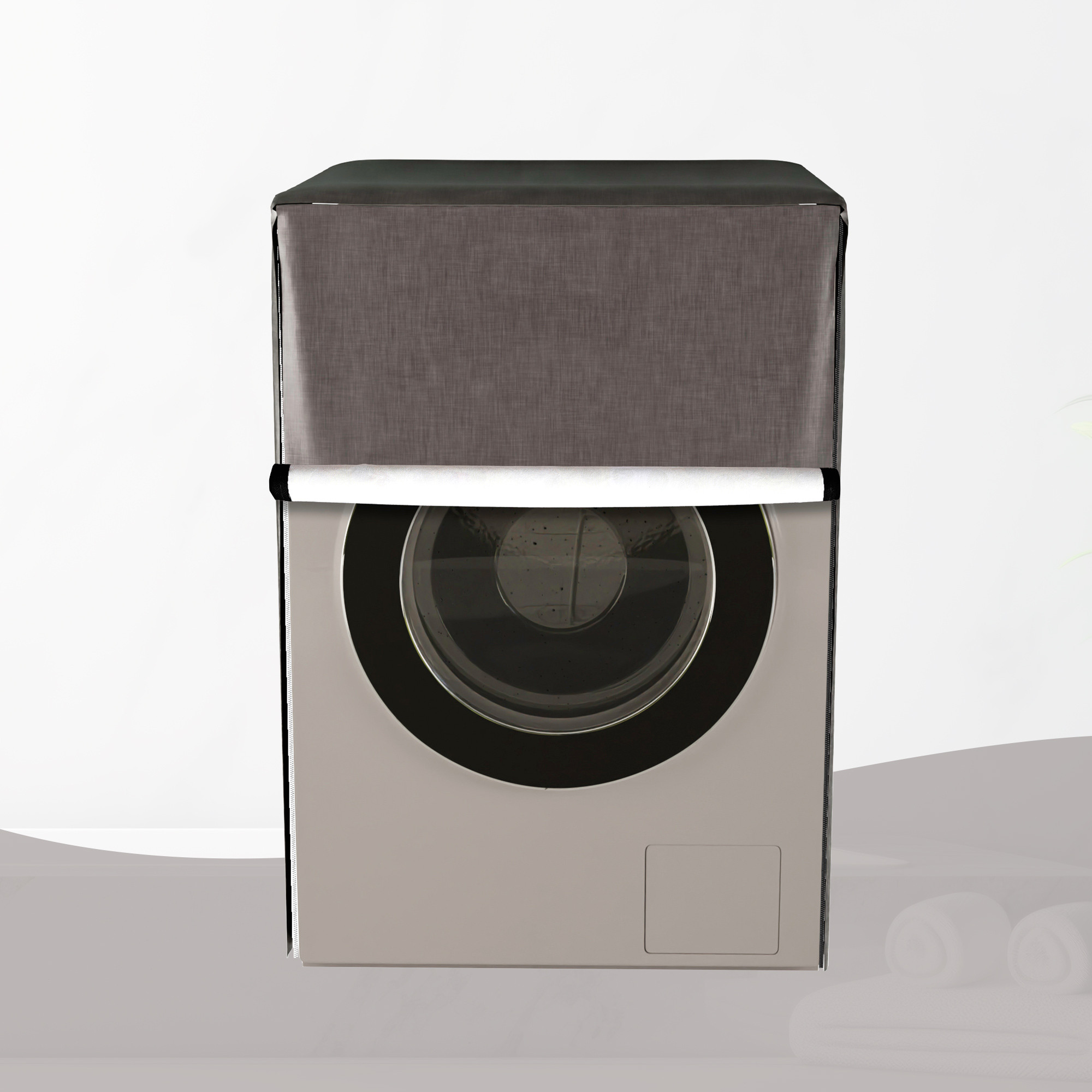 Kuber Industries Washing Machine Cover  Front Load Washer Covers  Zipper  Ideal For 6 kg 65 kg 7 kg  75 kg  Waterproof  Dust-Proof Machine Cover  Self Lining  Brown