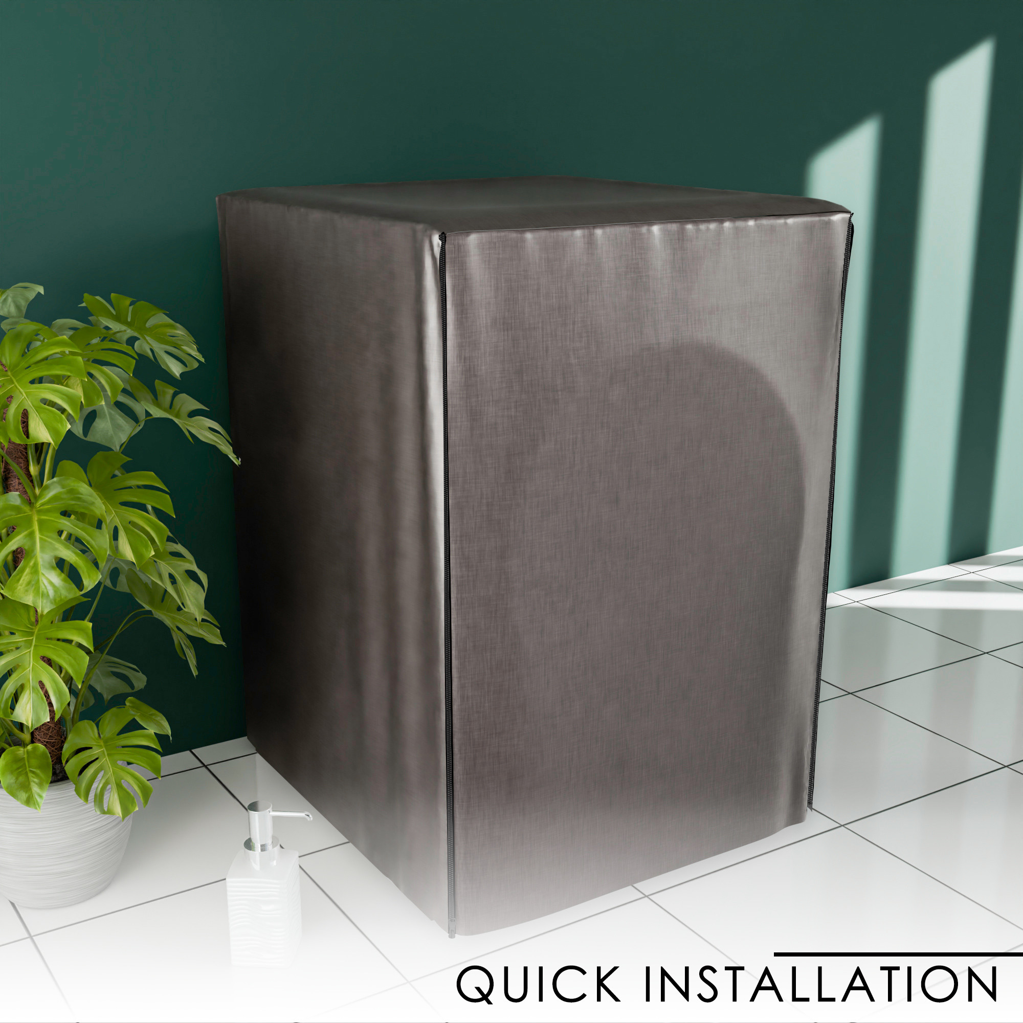 Kuber Industries Washing Machine Cover  Front Load Washer Covers  Zipper  Ideal For 6 kg 65 kg 7 kg  75 kg  Waterproof  Dust-Proof Machine Cover  Self Lining  Brown