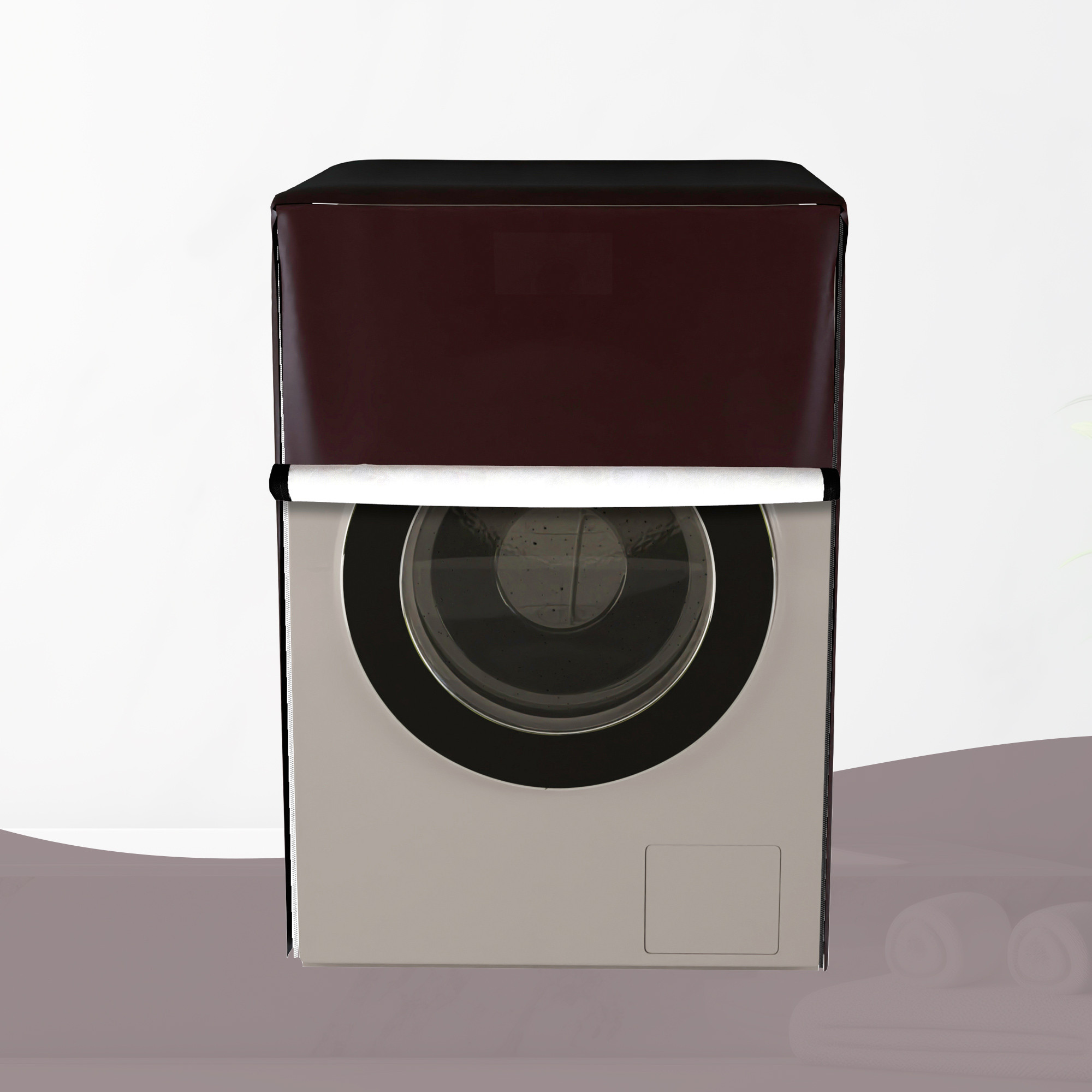 Kuber Industries Washing Machine Cover  Front Load Washer Covers  Zipper  Ideal For 6 kg 65 kg 7 kg  75 kg  Waterproof  Dust-Proof Machine Cover  Plain  Maroon