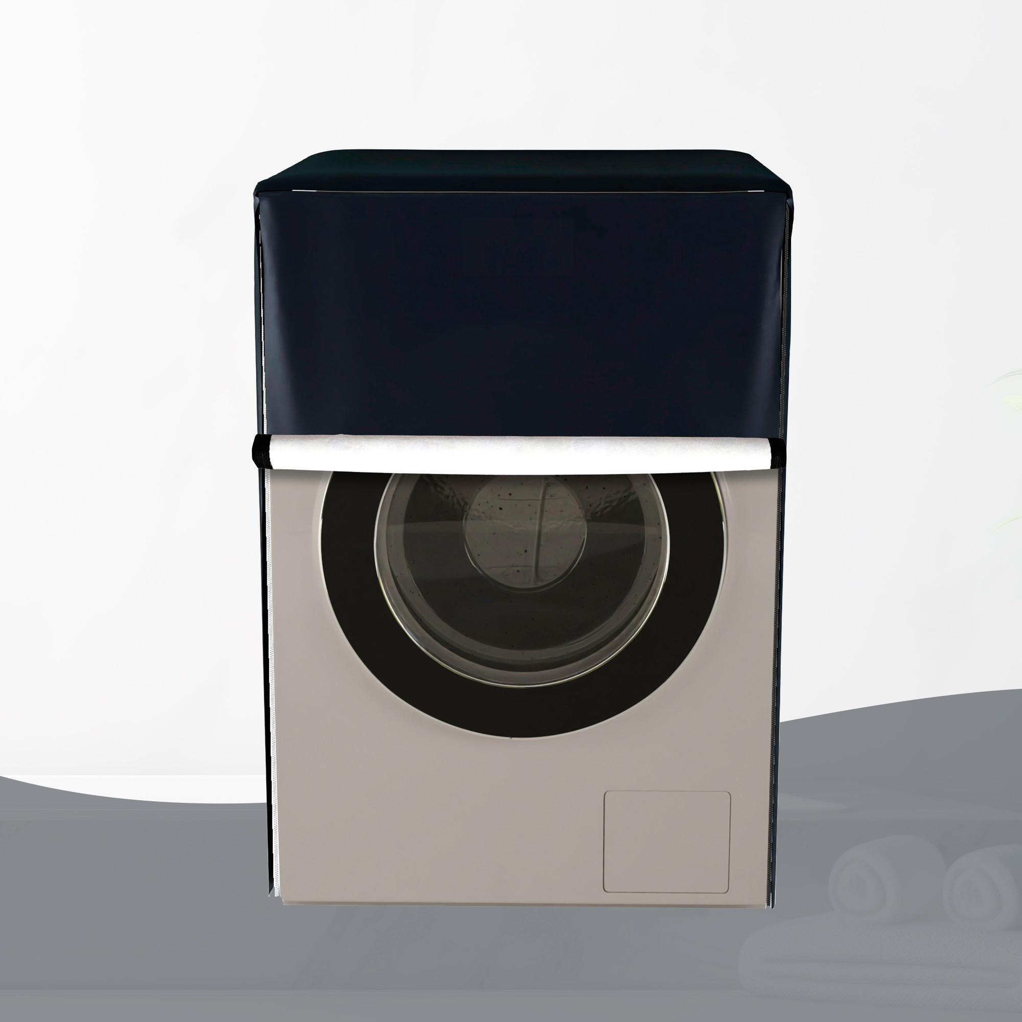 Kuber Industries Washing Machine Cover  Front Load Washer Covers  Zipper  Ideal For 6 kg 65 kg 7 kg  75 kg  Waterproof  Dust-Proof Machine Cover  Plain  Blue