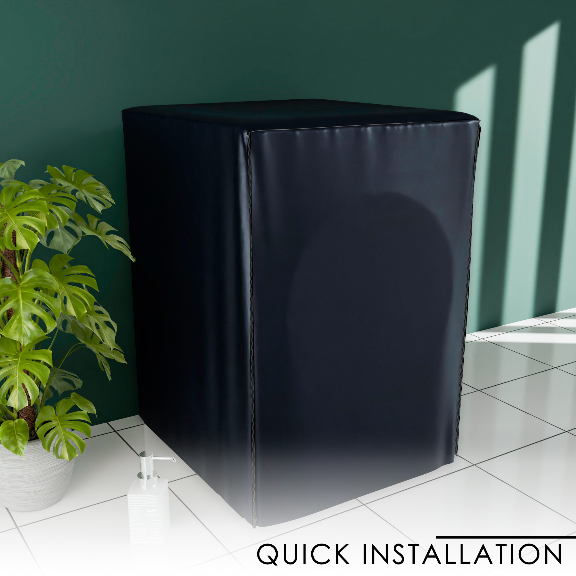 Kuber Industries Washing Machine Cover  Front Load Washer Covers  Zipper  Ideal For 6 kg 65 kg 7 kg  75 kg  Waterproof  Dust-Proof Machine Cover  Plain  Blue