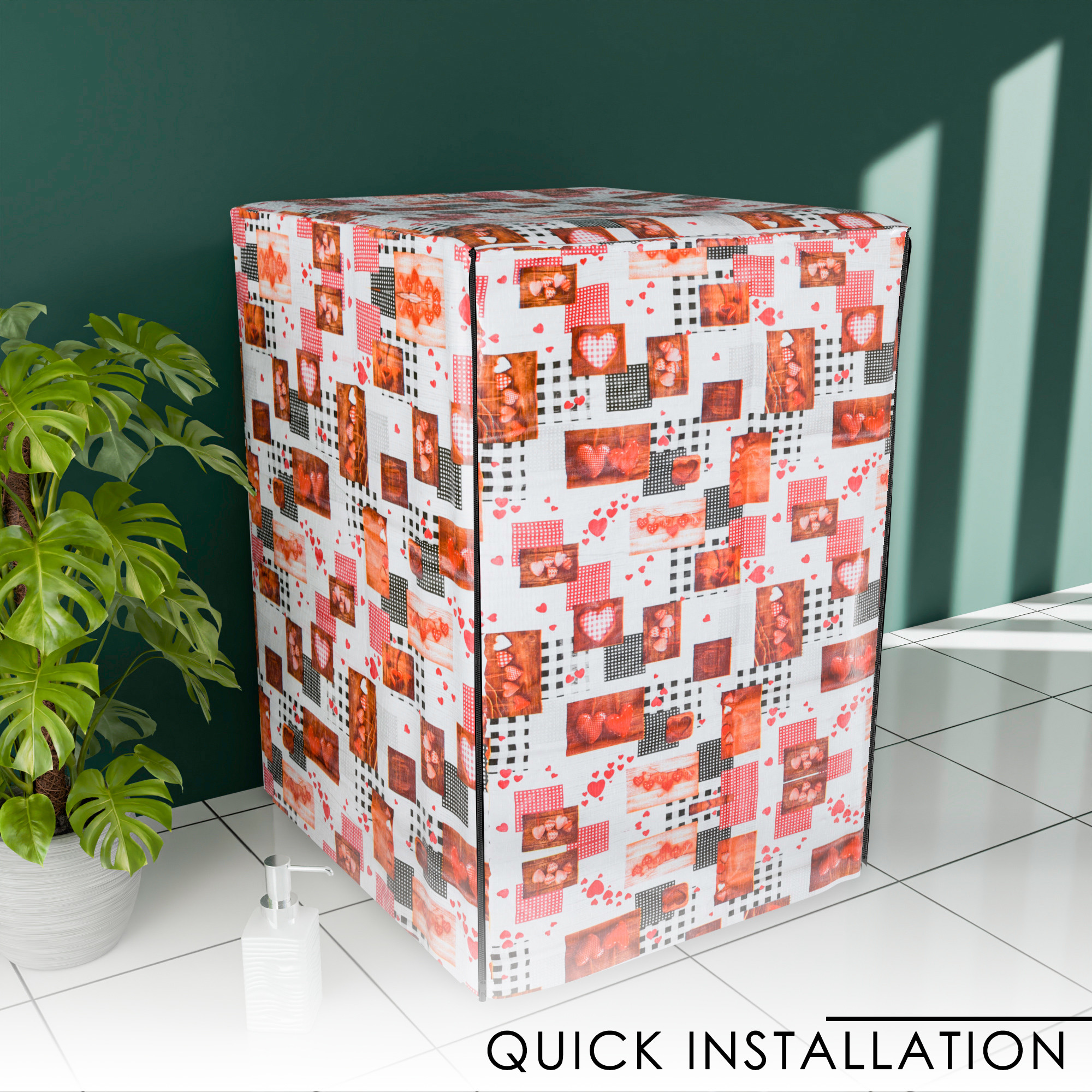 Kuber Industries Washing Machine Cover  Front Load Washer Covers  Zipper  Ideal For 6 kg 65 kg 7 kg  75 kg  Waterproof  Dust-Proof Machine Cover  Dil Check  White