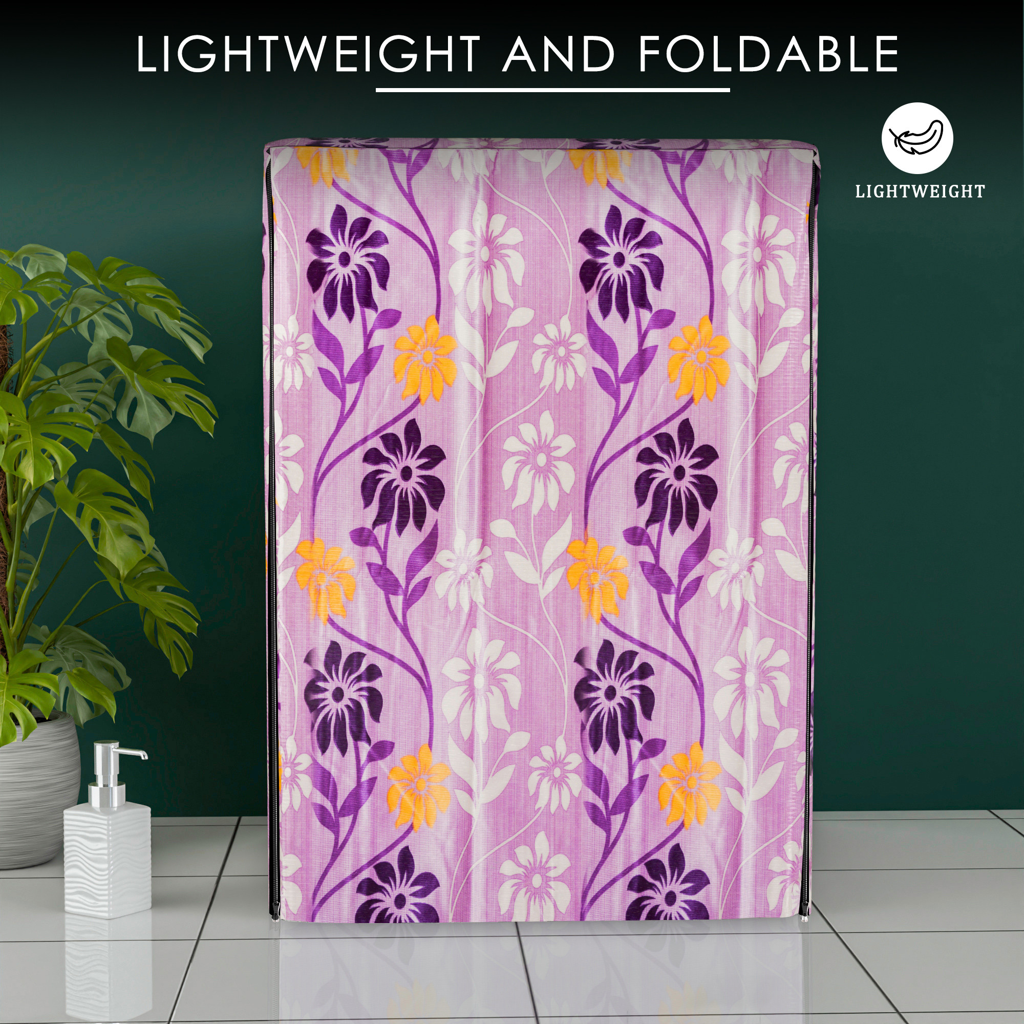 Kuber Industries Washing Machine Cover  Front Load Washer Covers  Zipper  Ideal For 6 kg 65 kg 7 kg  75 kg  Waterproof  Dust-Proof Machine Cover  Kniting Square  Purple