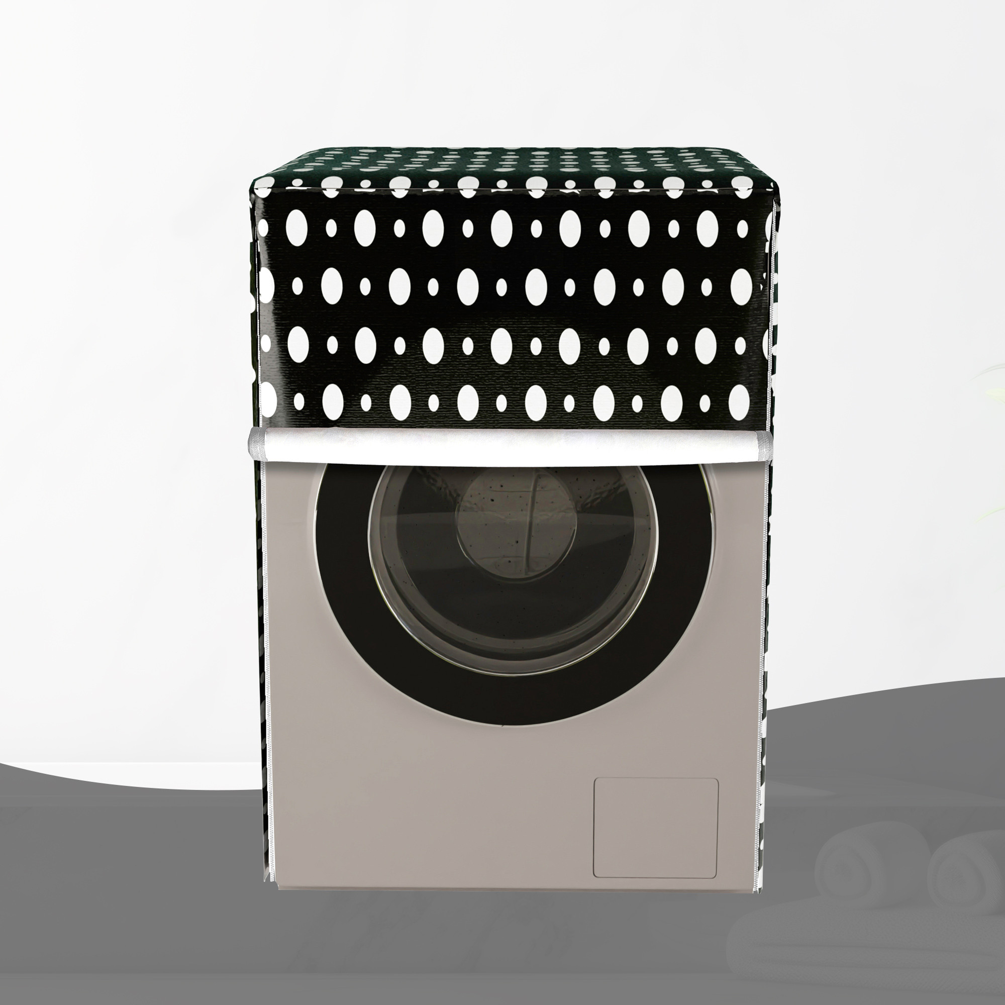 Kuber Industries Washing Machine Cover  Front Load Washer Covers  Zipper  Ideal For 6 kg 65 kg 7 kg  75 kg  Waterproof  Dust-Proof Machine Cover  Dot Print  Grey