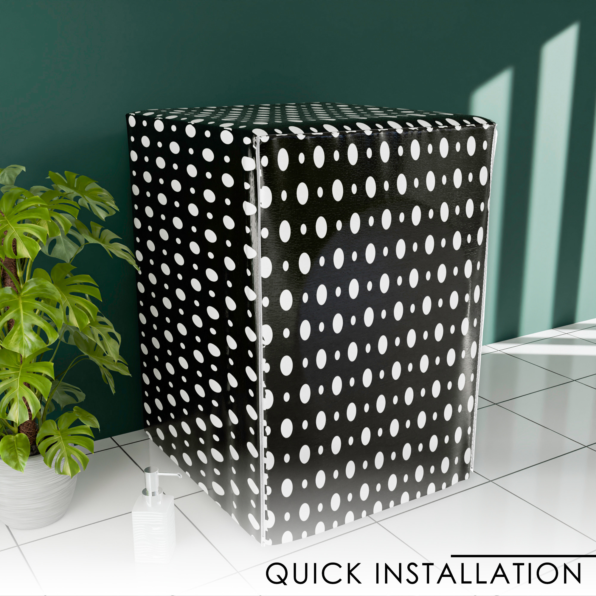 Kuber Industries Washing Machine Cover  Front Load Washer Covers  Zipper  Ideal For 6 kg 65 kg 7 kg  75 kg  Waterproof  Dust-Proof Machine Cover  Dot Print  Grey