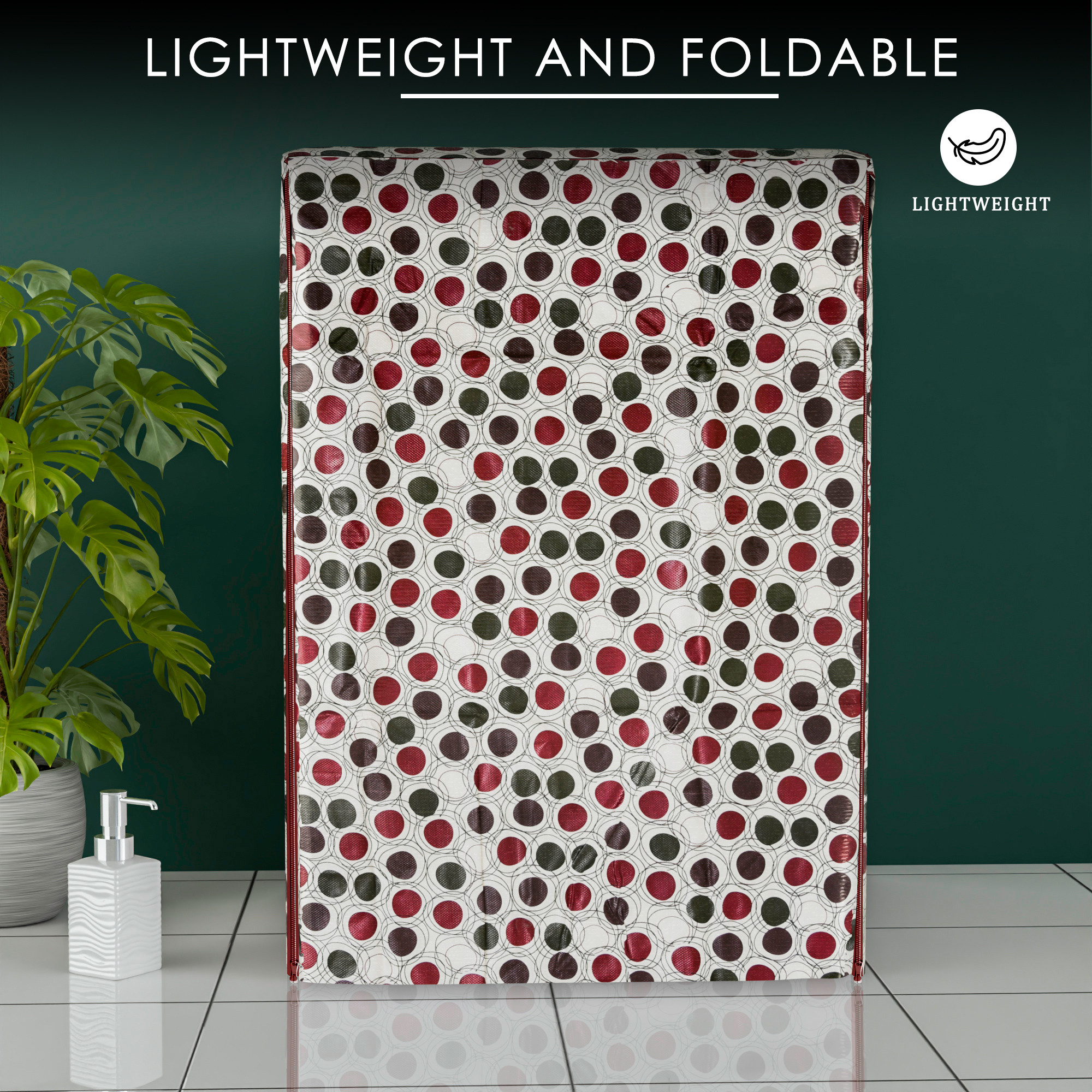 Kuber Industries Washing Machine Cover  Front Load Washer Covers  Zipper  Ideal For 6 kg 65 kg 7 kg  75 kg  Waterproof  Dust-Proof Machine Cover  Dot Print  Multicolor