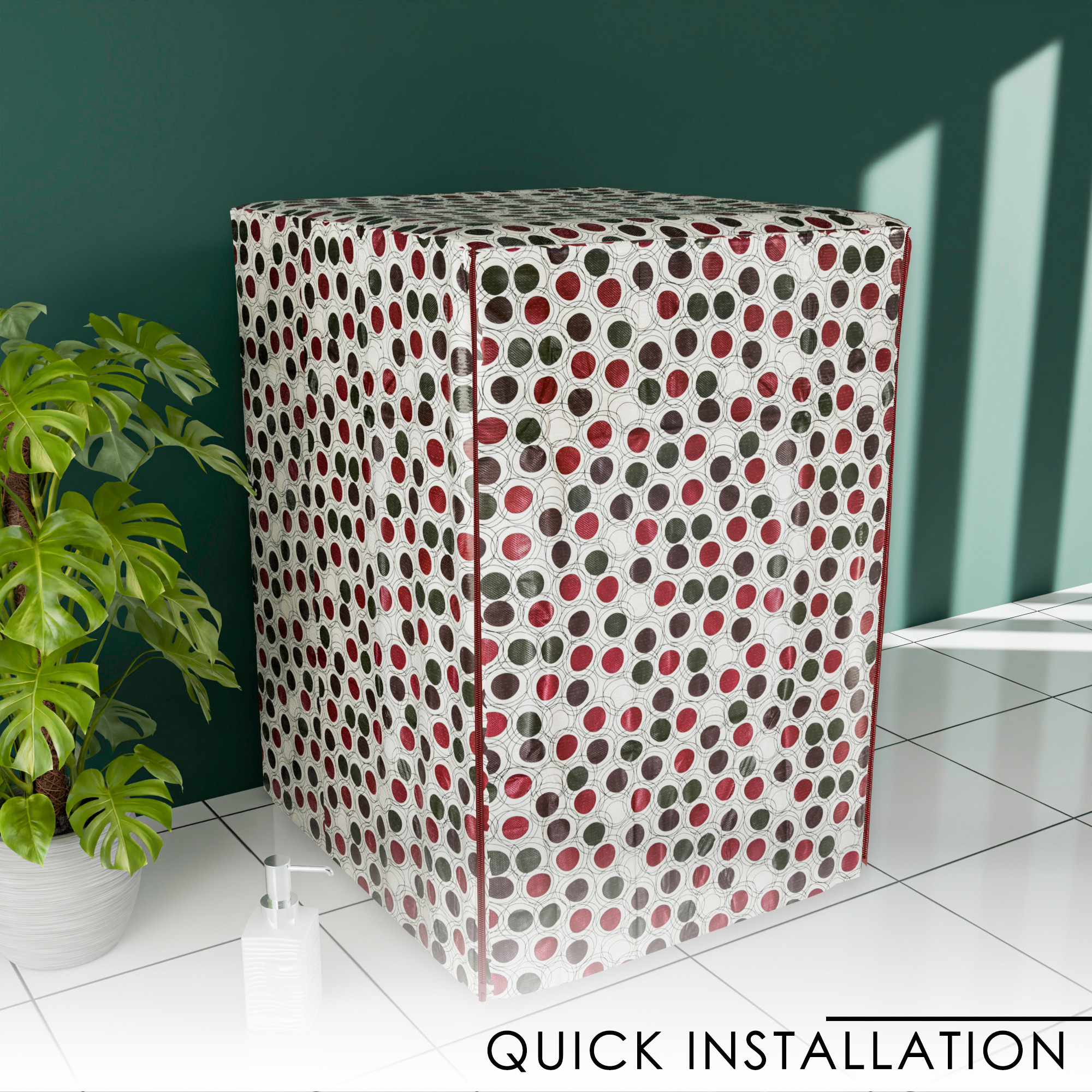 Kuber Industries Washing Machine Cover  Front Load Washer Covers  Zipper  Ideal For 6 kg 65 kg 7 kg  75 kg  Waterproof  Dust-Proof Machine Cover  Dot Print  Multicolor