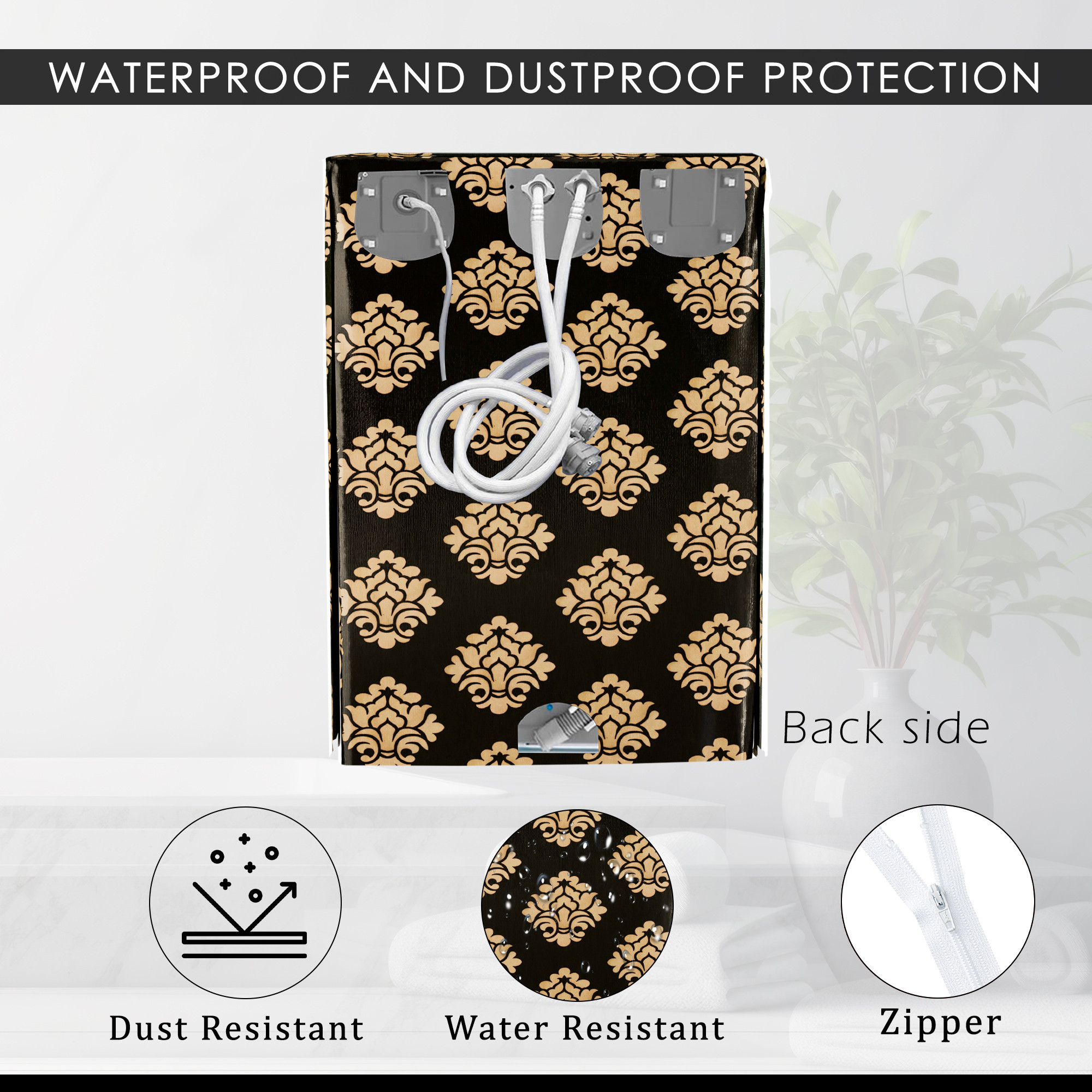 Kuber Industries Washing Machine Cover  Front Load Washer Covers  Zipper  Ideal For 6 kg 65 kg 7 kg  75 kg  Waterproof  Dust-Proof Machine Cover  Kniting Square  Brown