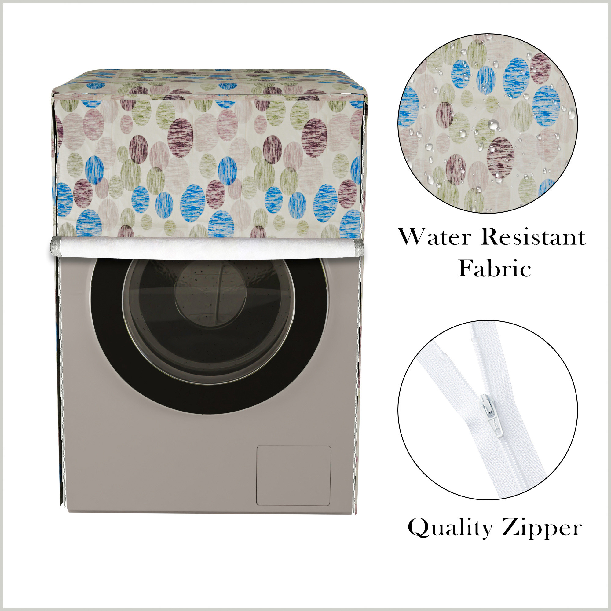 Kuber Industries Washing Machine Cover  Front Load Washer Covers  Zipper  Ideal For 6 kg 65 kg 7 kg  75 kg  Waterproof  Dust-Proof Machine Cover  Multi Dot  Blue