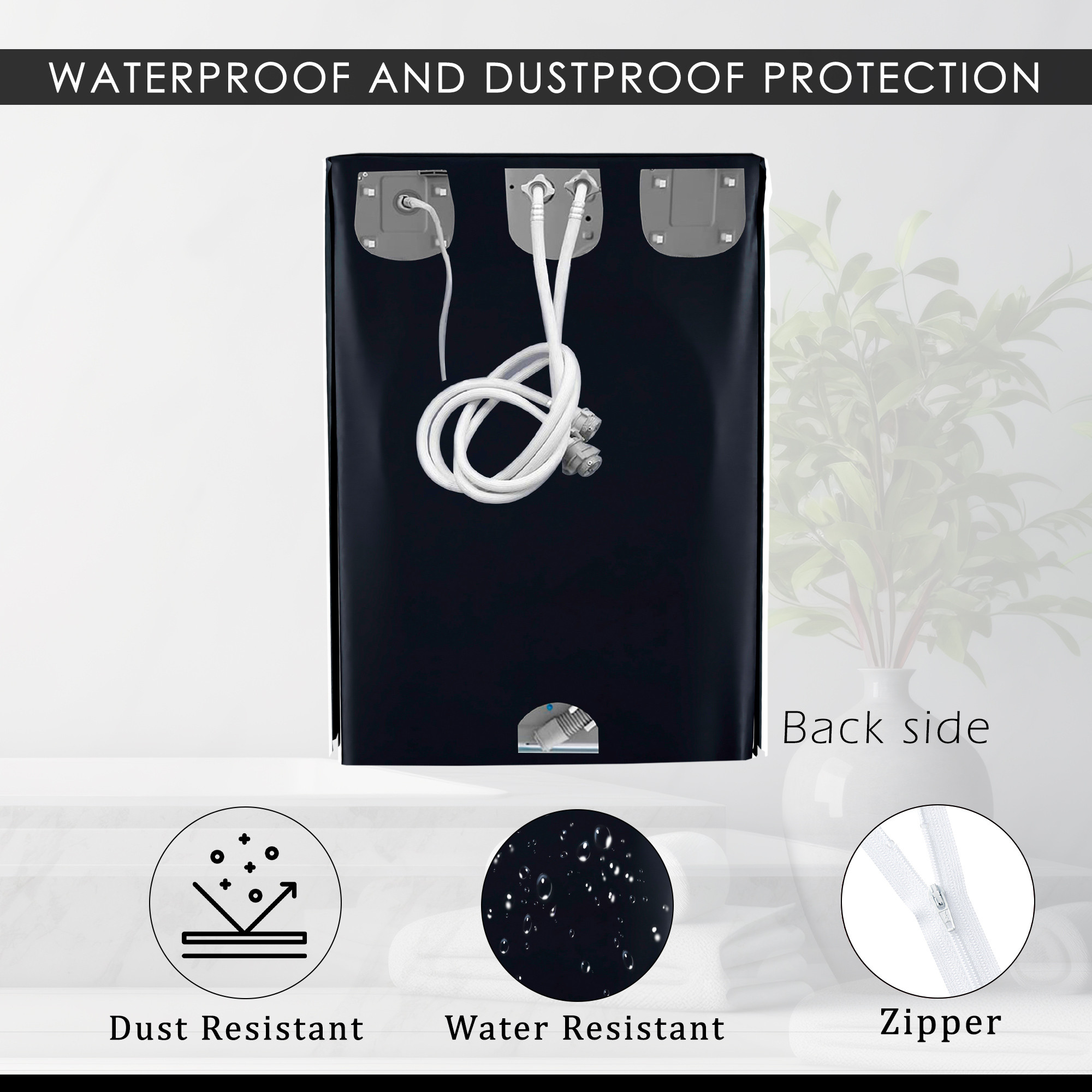 Kuber Industries Washing Machine Cover  Front Load Washer Covers  Zipper  Ideal For 6 kg 65 kg 7 kg  75 kg  Waterproof  Dust-Proof Machine Cover  Plain  Blue