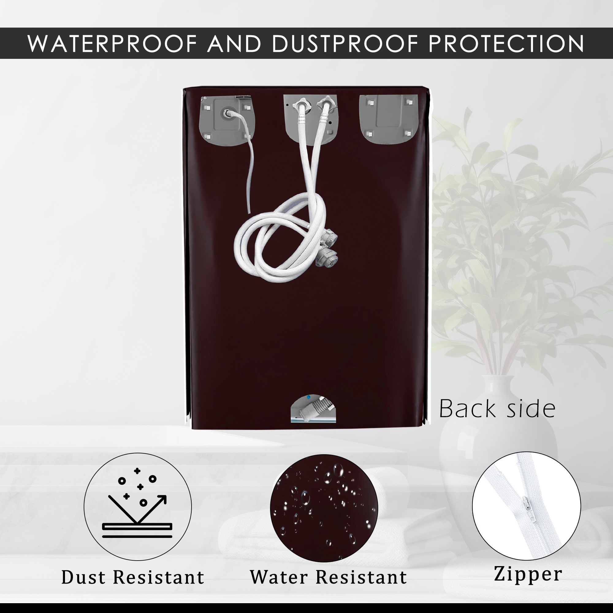 Kuber Industries Washing Machine Cover  Front Load Washer Covers  Zipper  Ideal For 6 kg 65 kg 7 kg  75 kg  Waterproof  Dust-Proof Machine Cover  Plain  Maroon