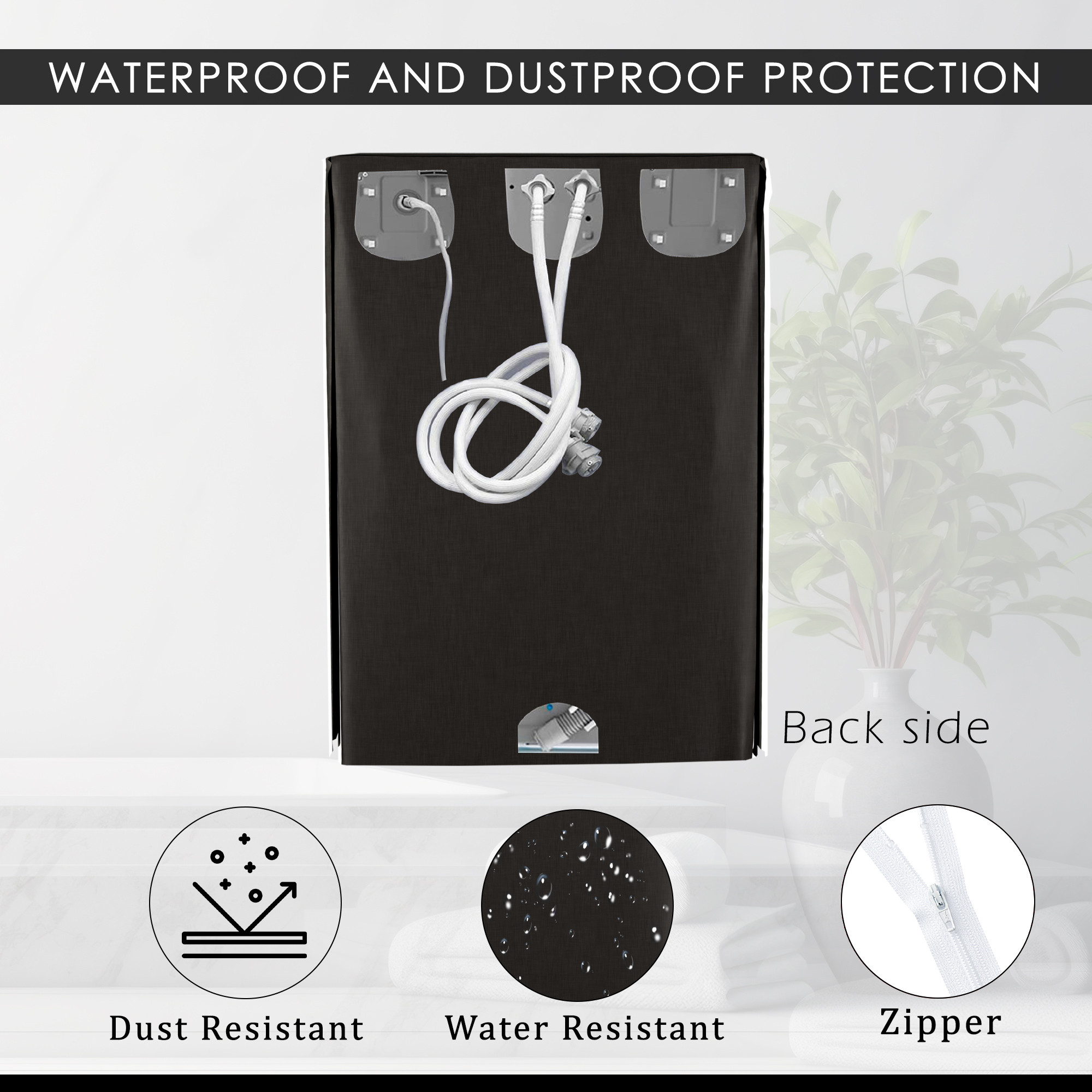 Kuber Industries Washing Machine Cover  Front Load Washer Covers  Zipper  Ideal For 6 kg 65 kg 7 kg  75 kg  Waterproof  Dust-Proof Machine Cover  Plain  Brown