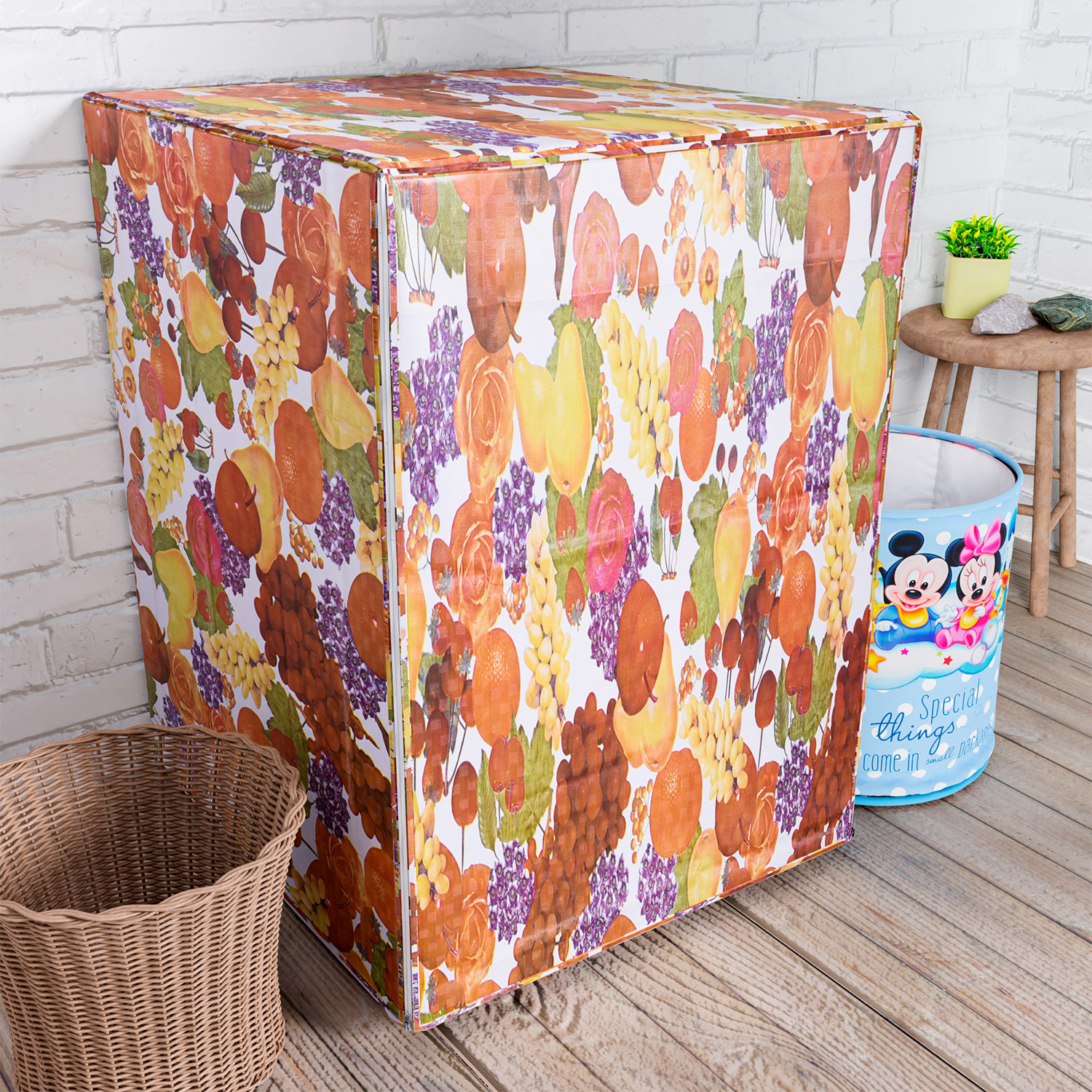 Kuber Industries Washing Machine Cover | Fruit Print Washing Machine Cover | PVC | Front Load Washing Machine Cover | Multi